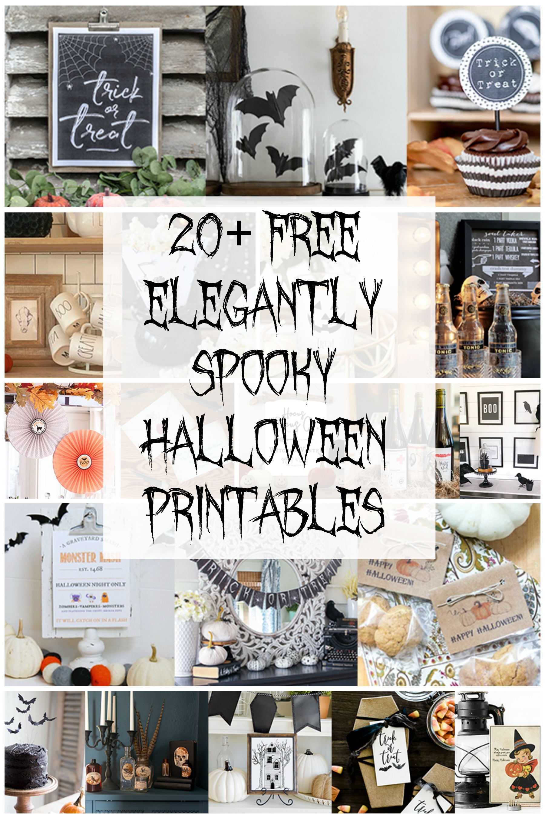 20+ Free Elegantly Spooky Halloween Printables poster.