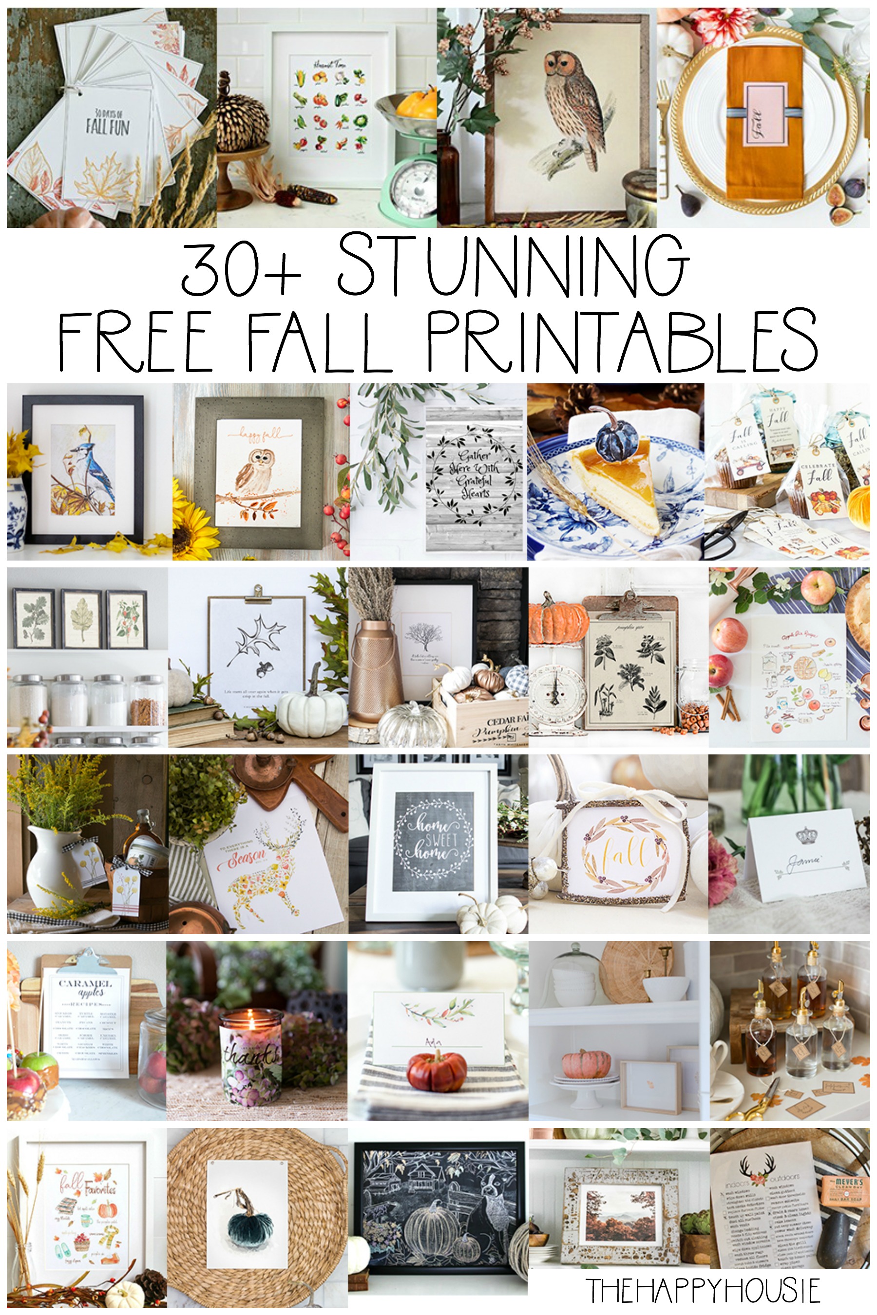 30+ Stunning Free Fall Printables poster.
