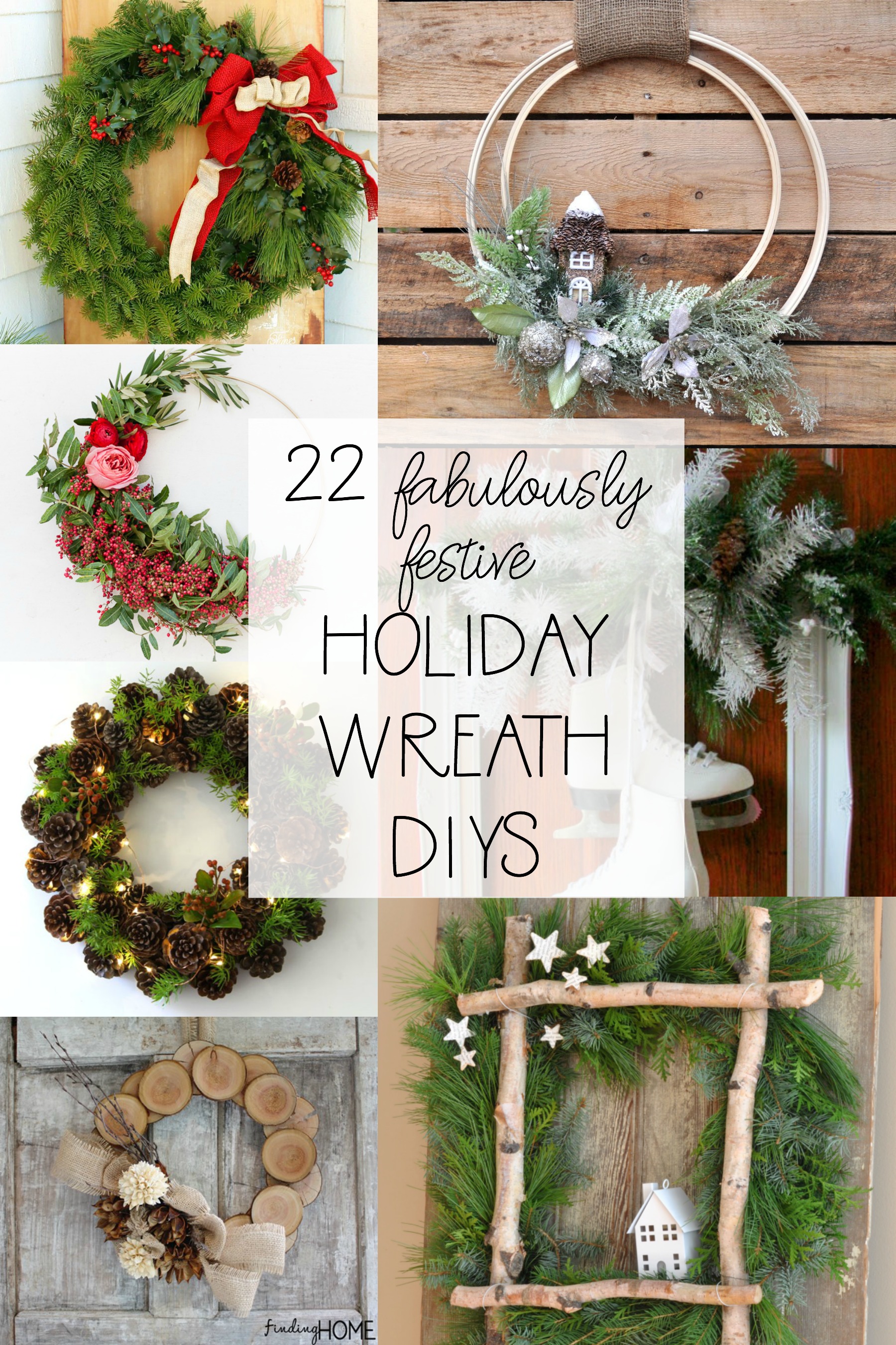 22 fabulously festive holiday wreath ideas poster.
