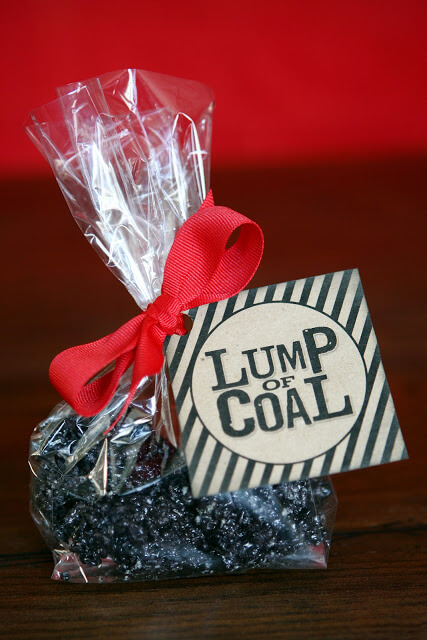A lump of coal in a bag (candy)