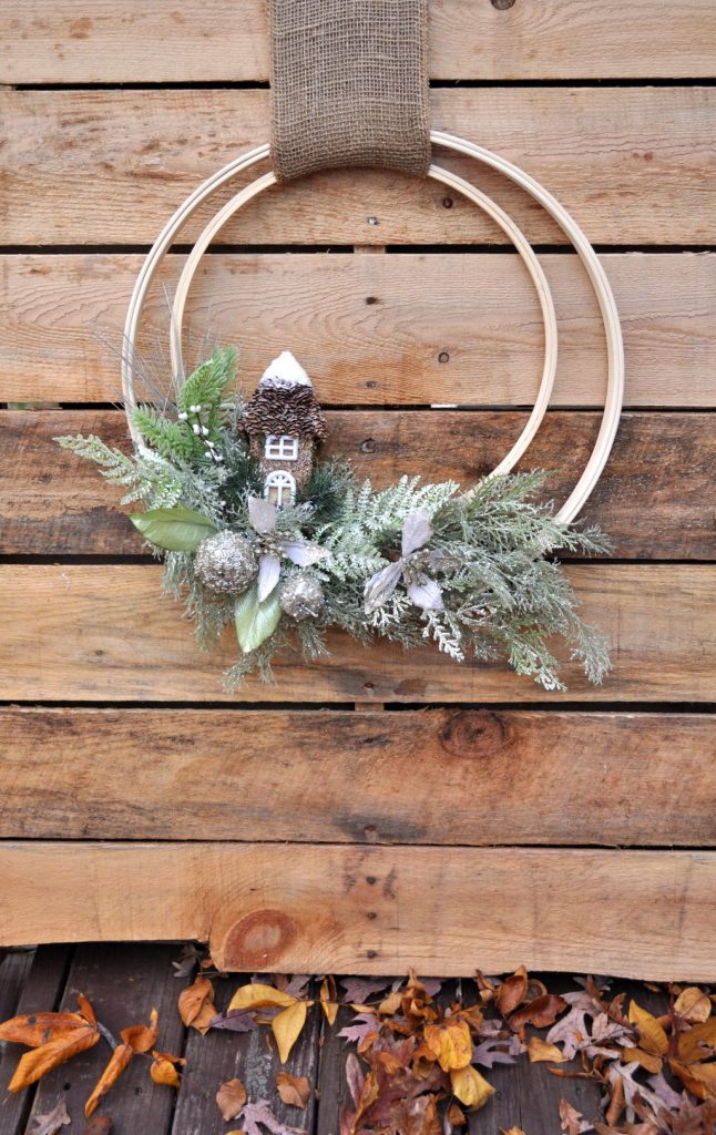 Winter wonderland embroidery hoop wreath.