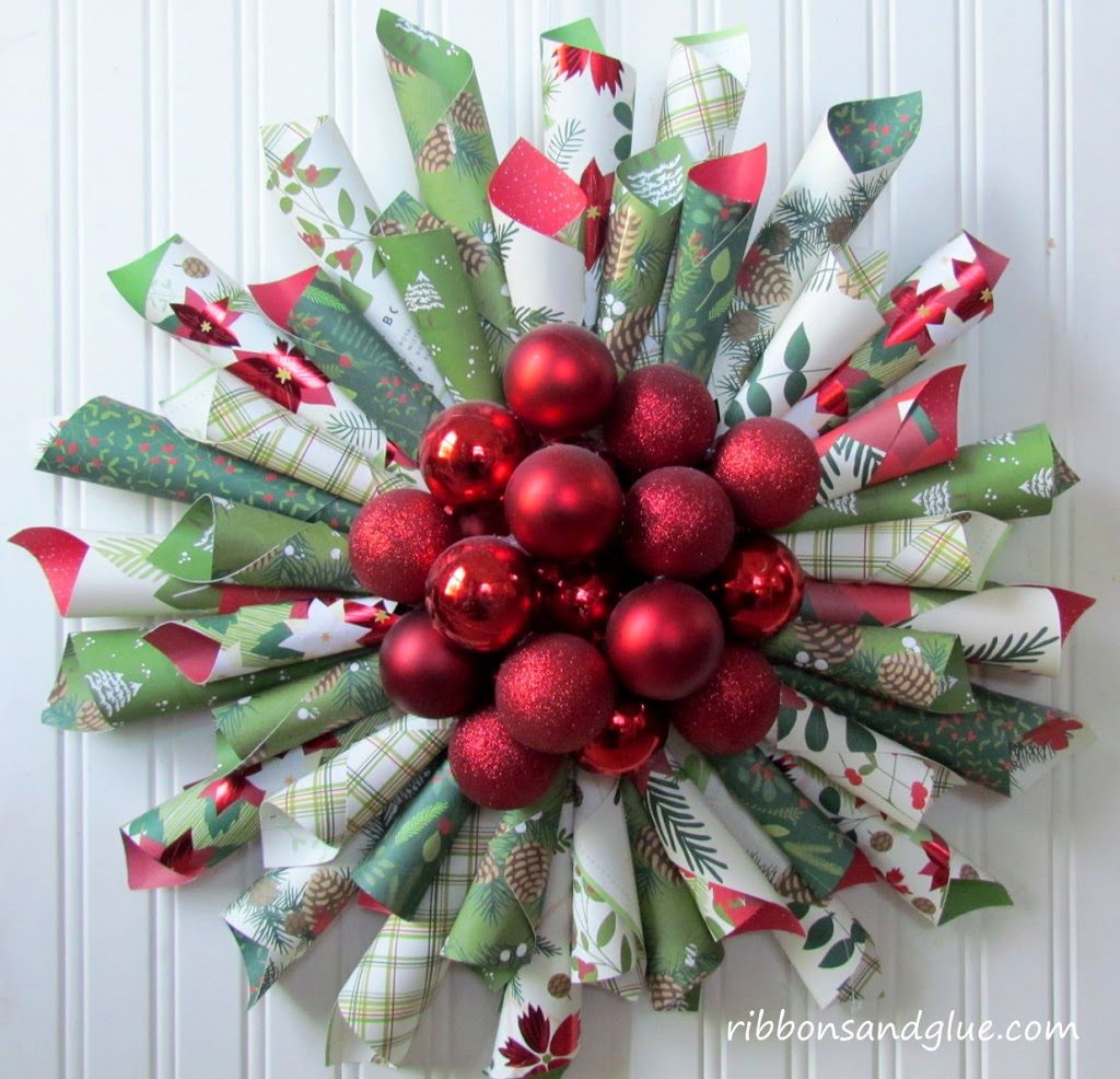 Christmas paper cone wreath.