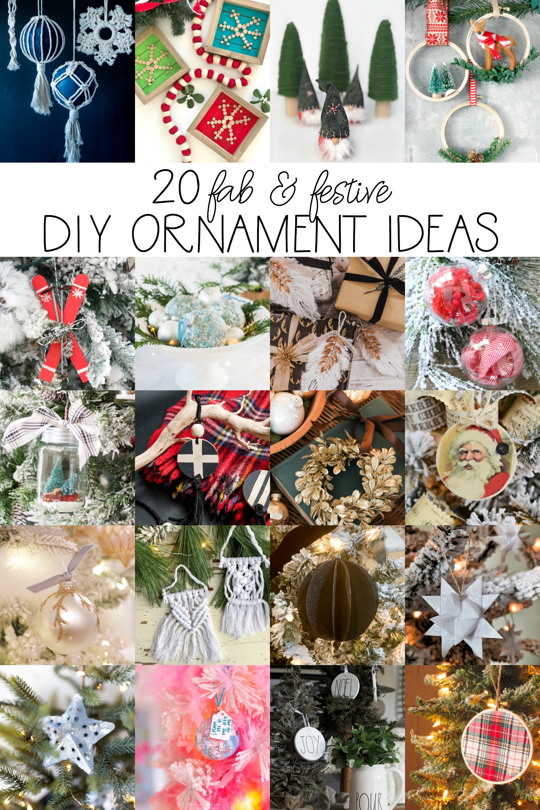 20 Fab and Festive DIY ornament Ideas graphic.