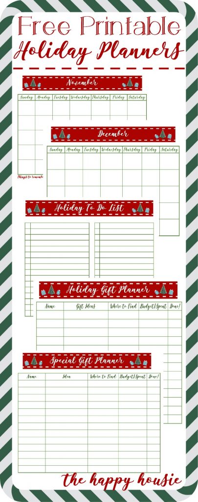 Free Printable Holiday Planners graphic.