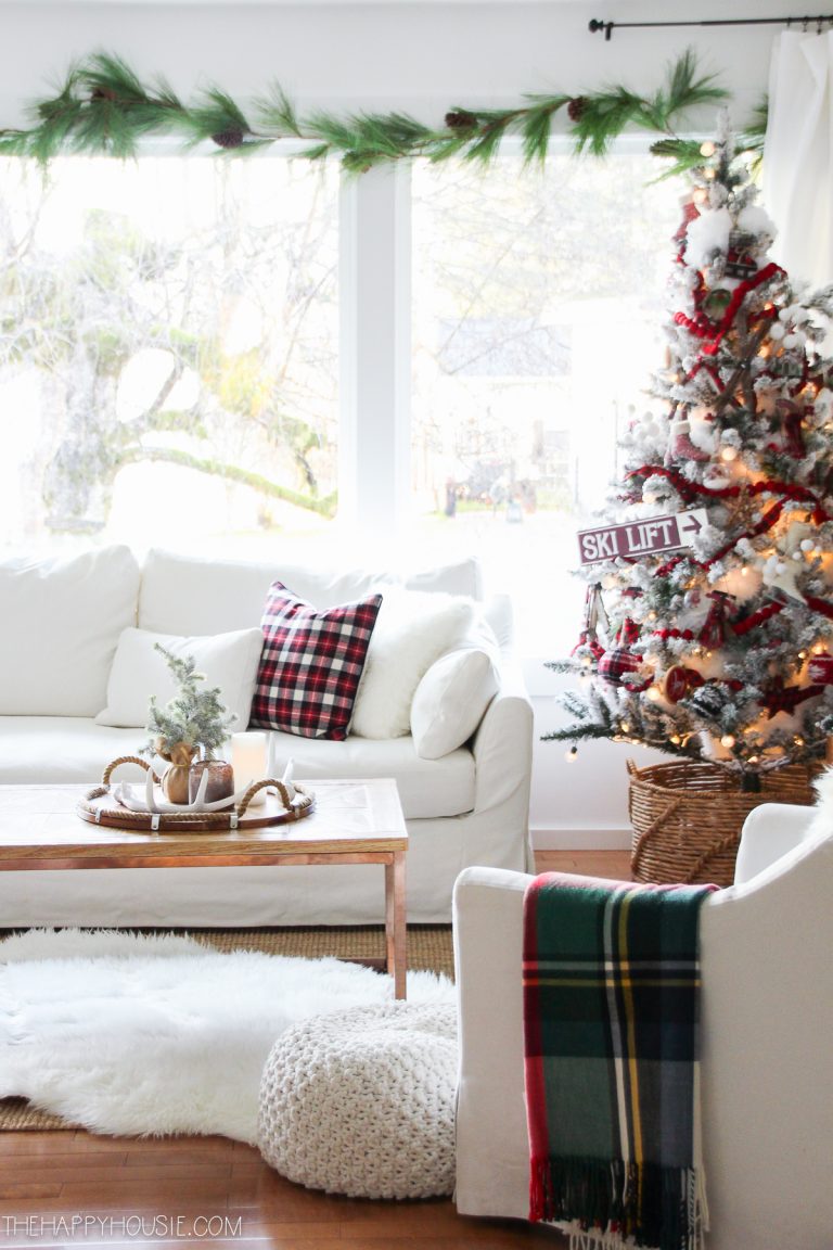 Red & White Christmas Decorating & New Living Room Tour | The Happy Housie
