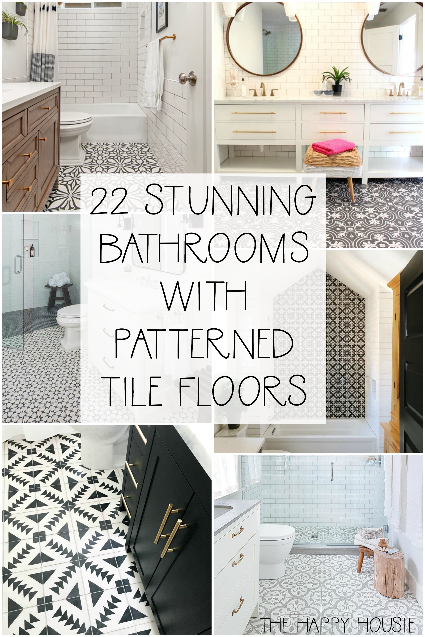 22 stunning bathroom with patterned tile floors poster.