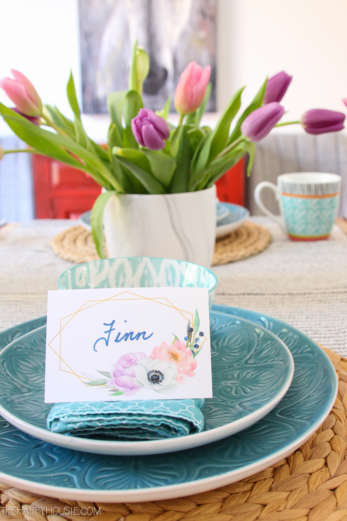 Free Printable Spring Watercolour Bohemian Floral Place Cards