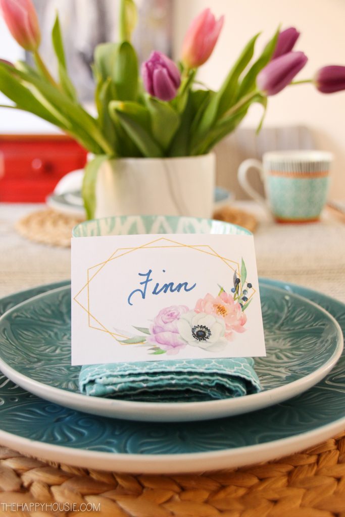 Free Printable Spring Watercolour Bohemian Floral Place Cards The