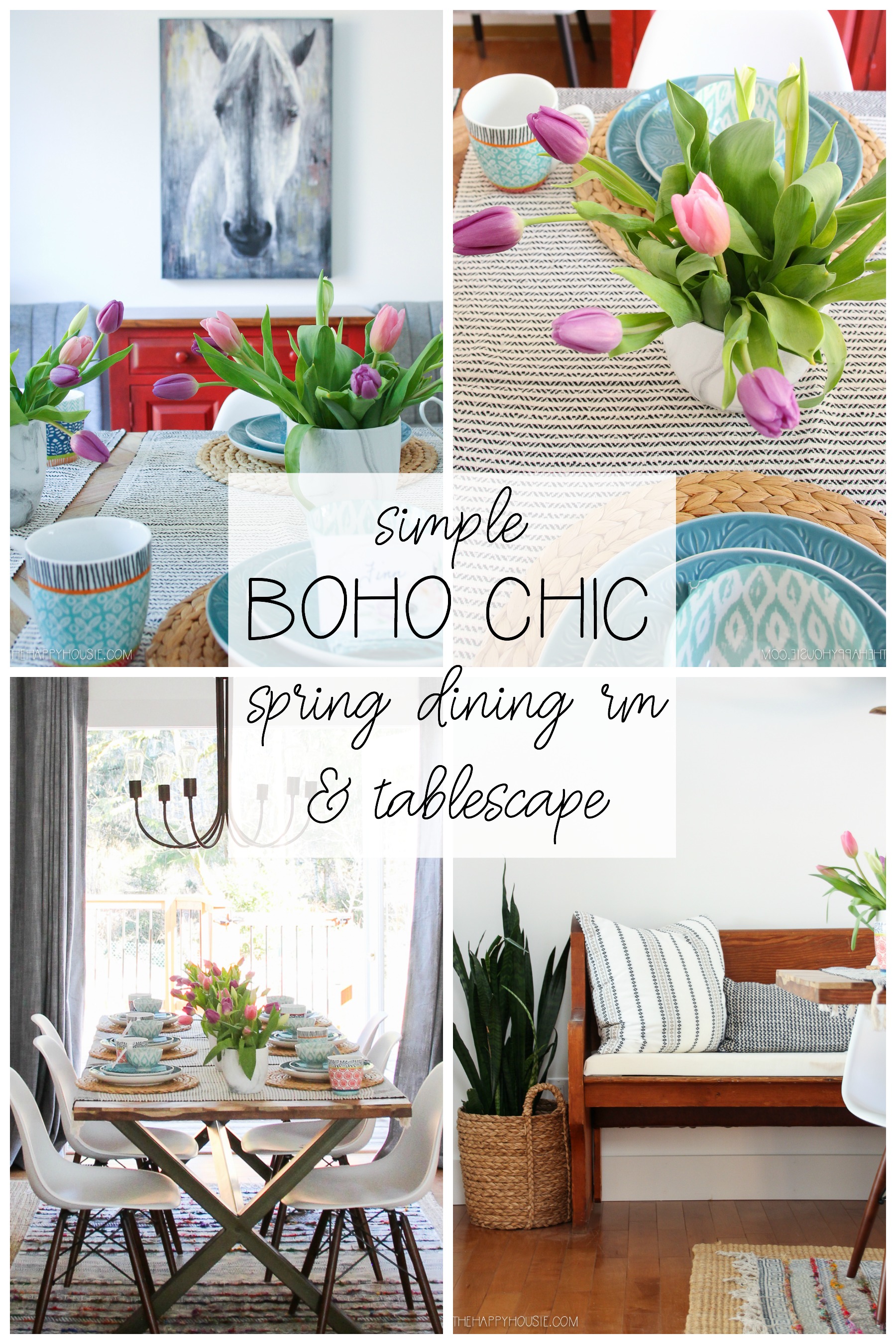 Simple Boho Chic Spring Dining And Tablescape poster.