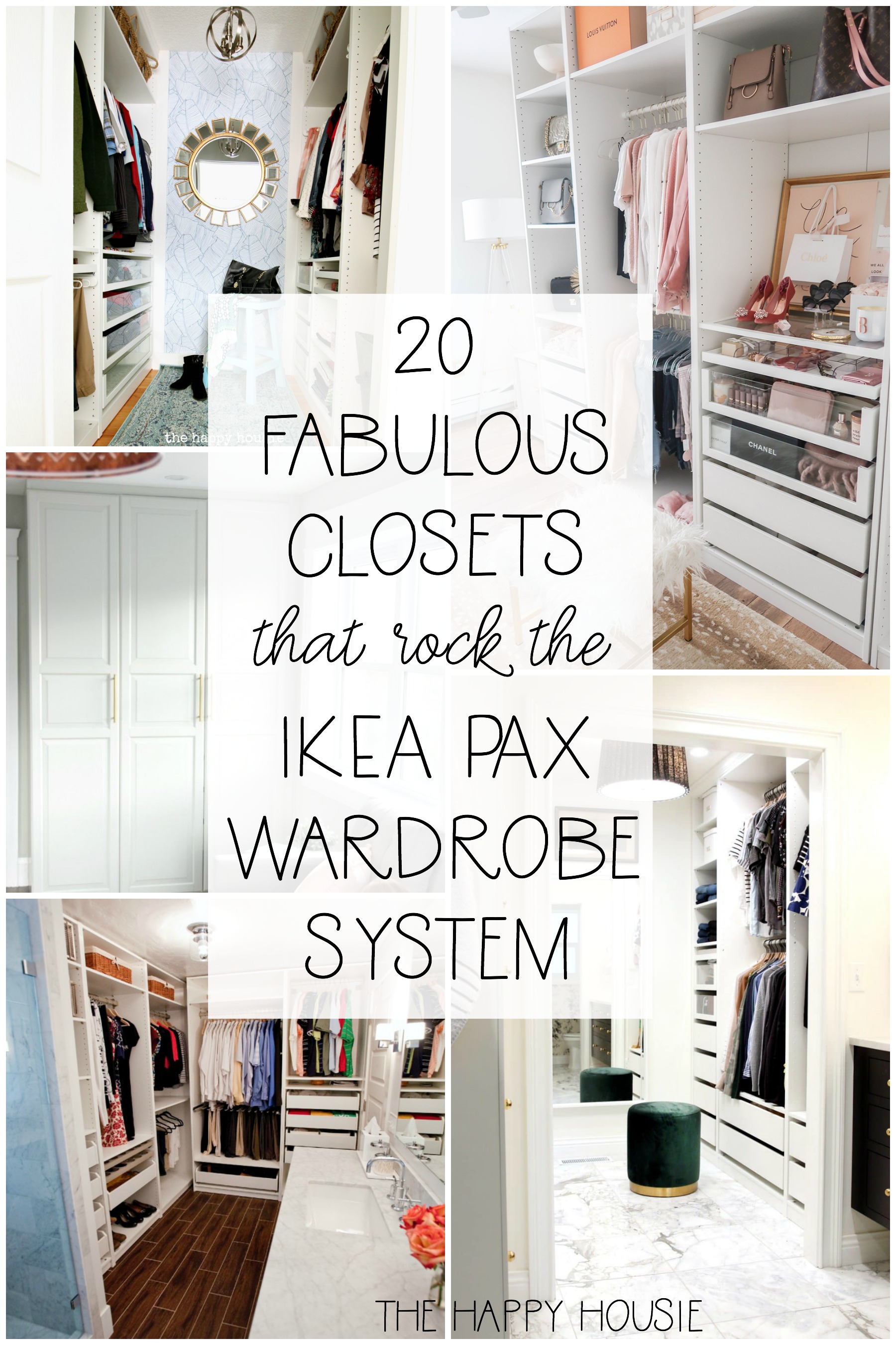 a collection of over twenty different organized closets that use the Ikea PAX wardrobe system for highly functional clothing storage
