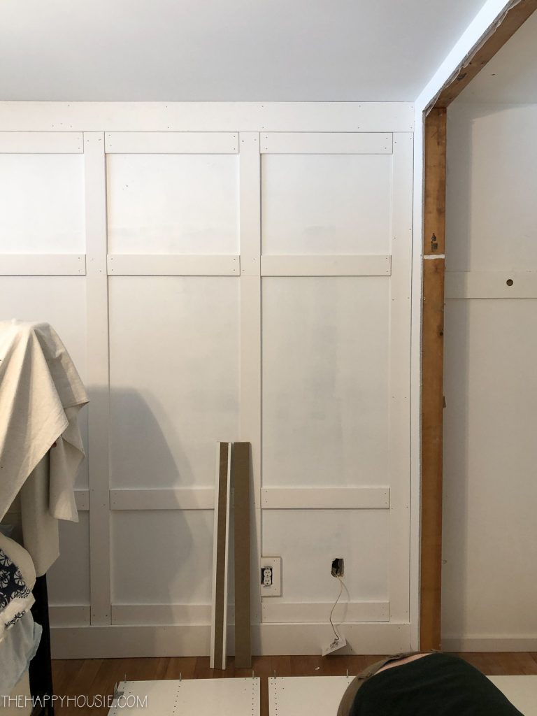 A feature panel wall in the bedroom.