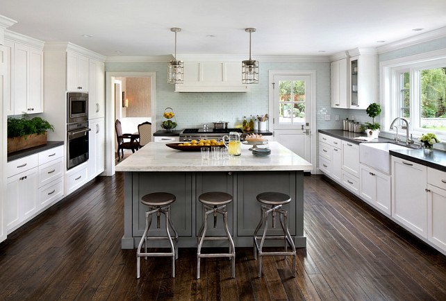 Grey Kitchen Cabinets, White Kitchen With Grey Island Ideas