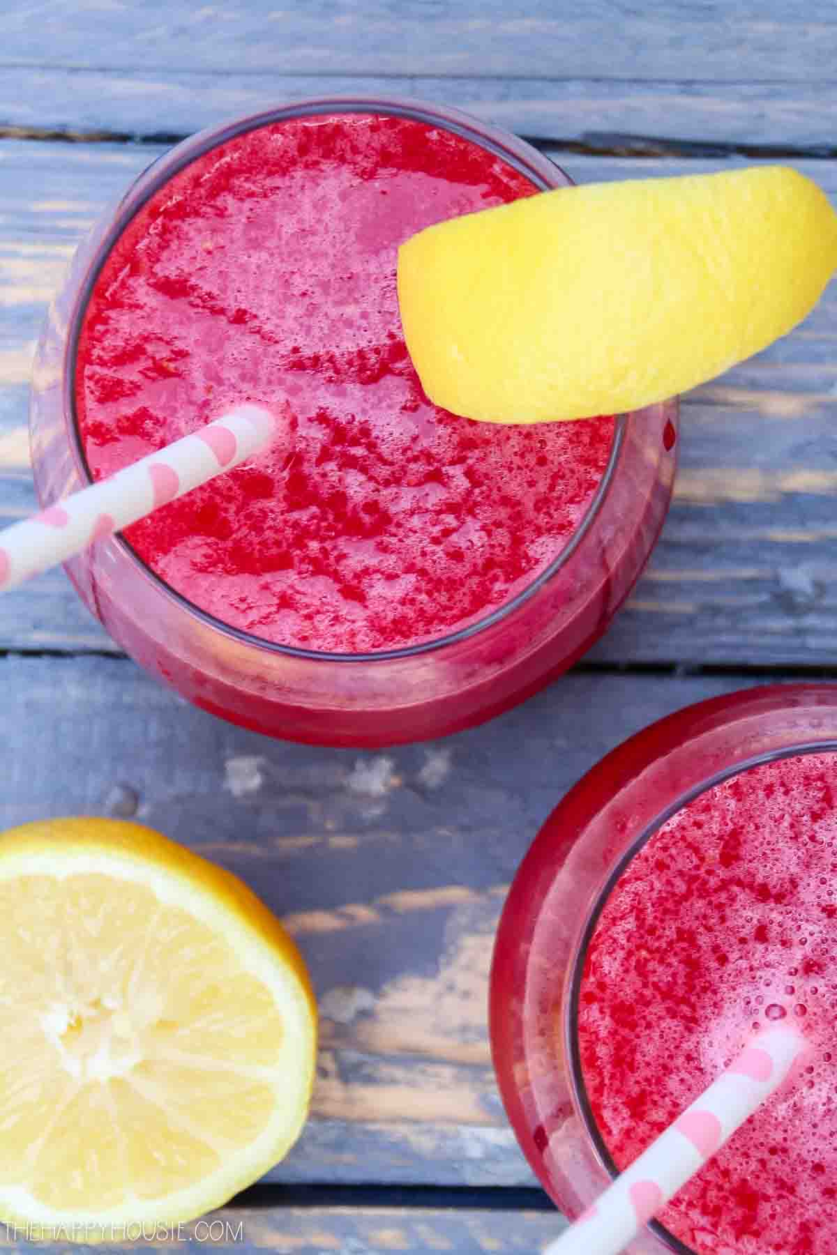 Raspberry Lemonade Vodka Slushies & Pink Poolside Drinks