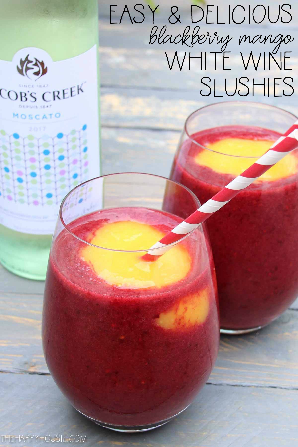 Easy & Delicious Blackberry Mango White Wine Slushies poster.