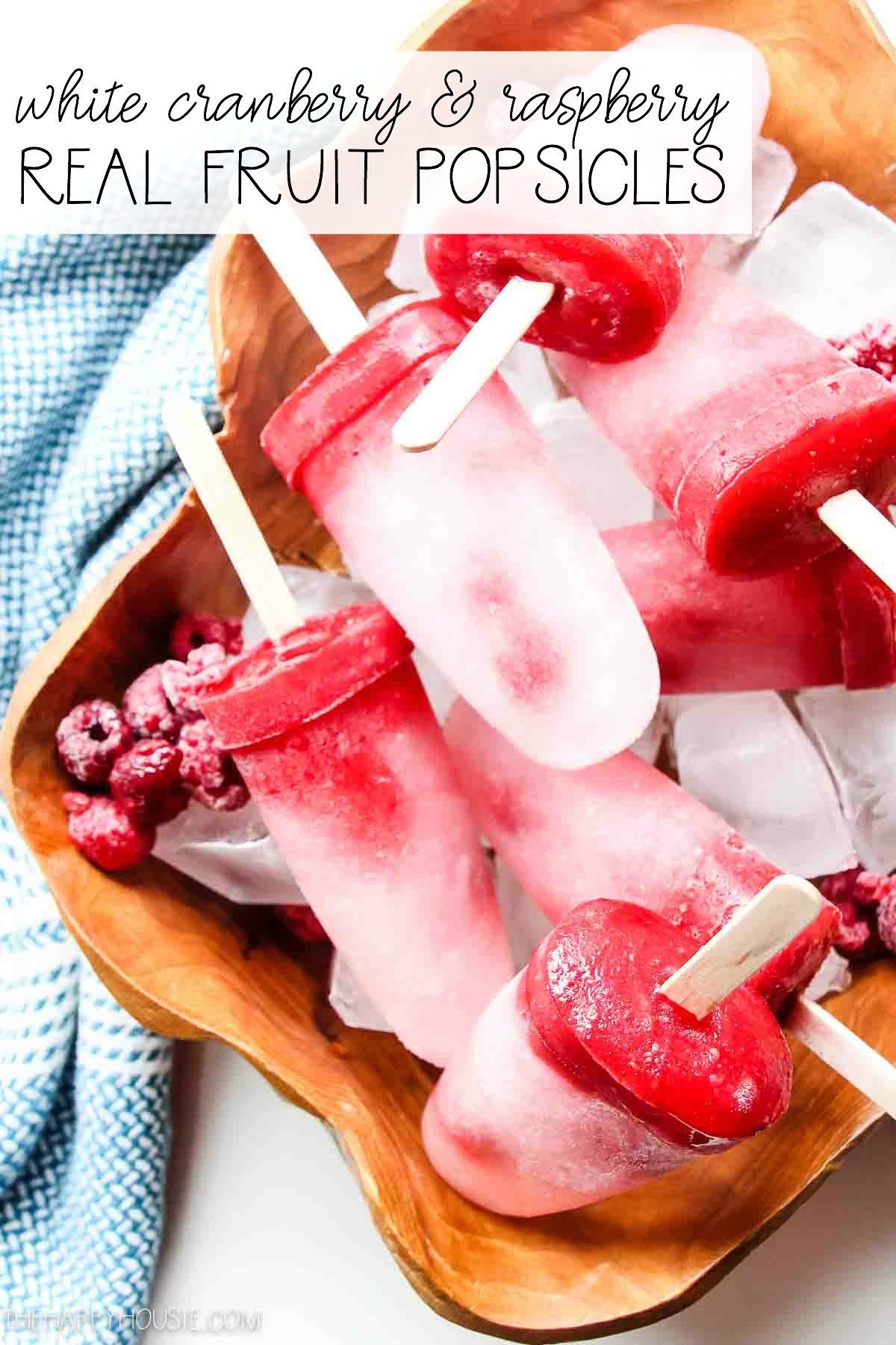 White Cranberry and Raspberry Real Fruit Popsicles graphic.