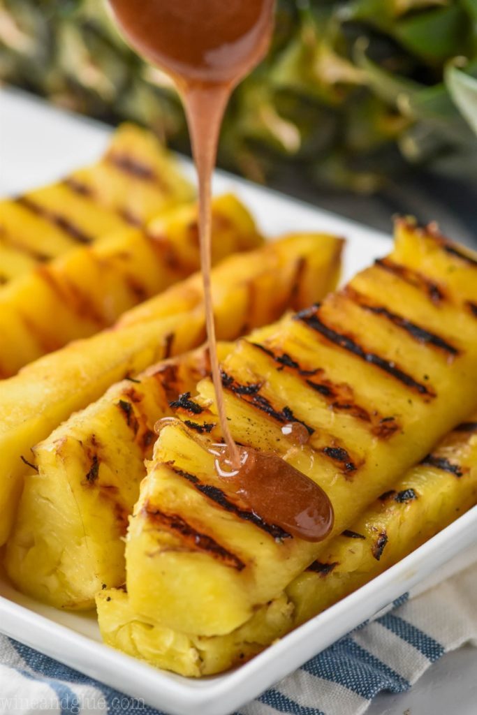 Grilled pineapple with drizzled honey.