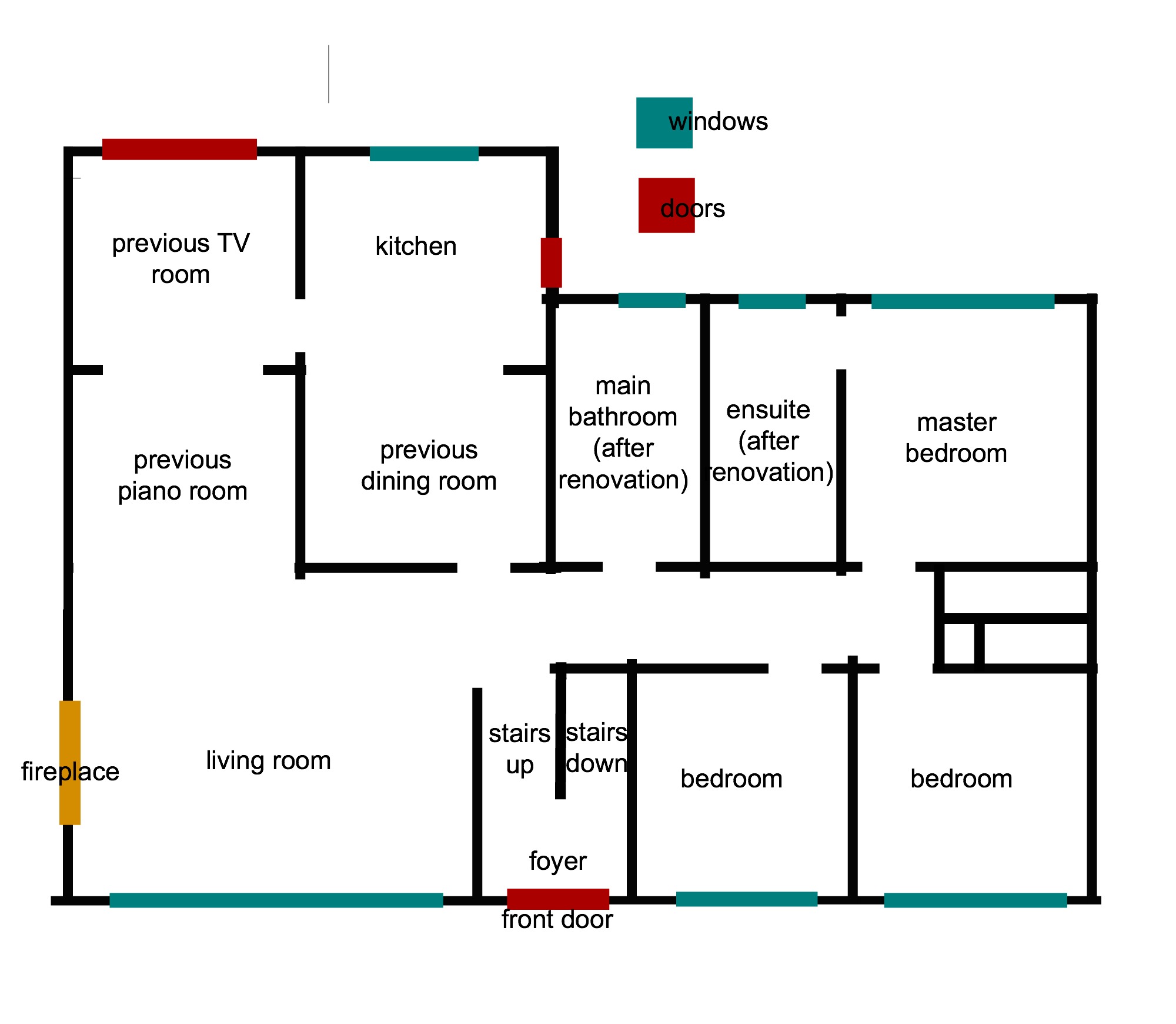 Floor plan for a house being renovated.