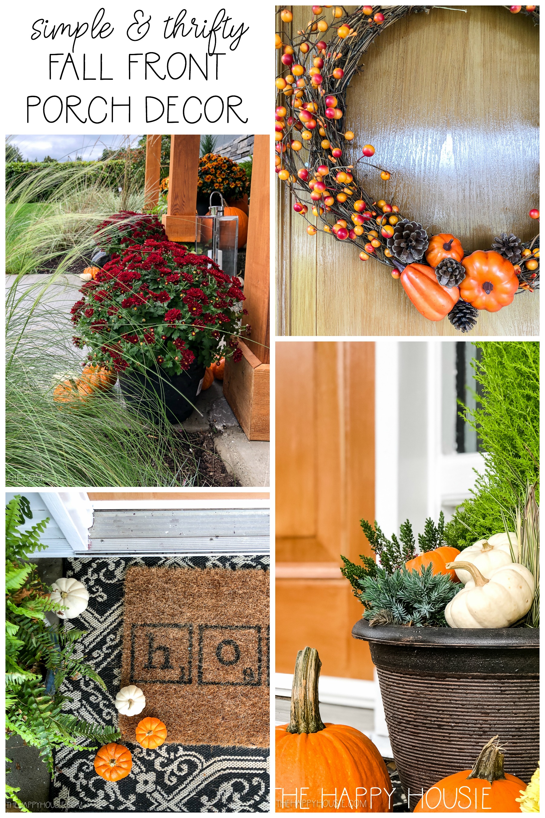 Simple & Thrifty Fall Front Porch Decor poster.