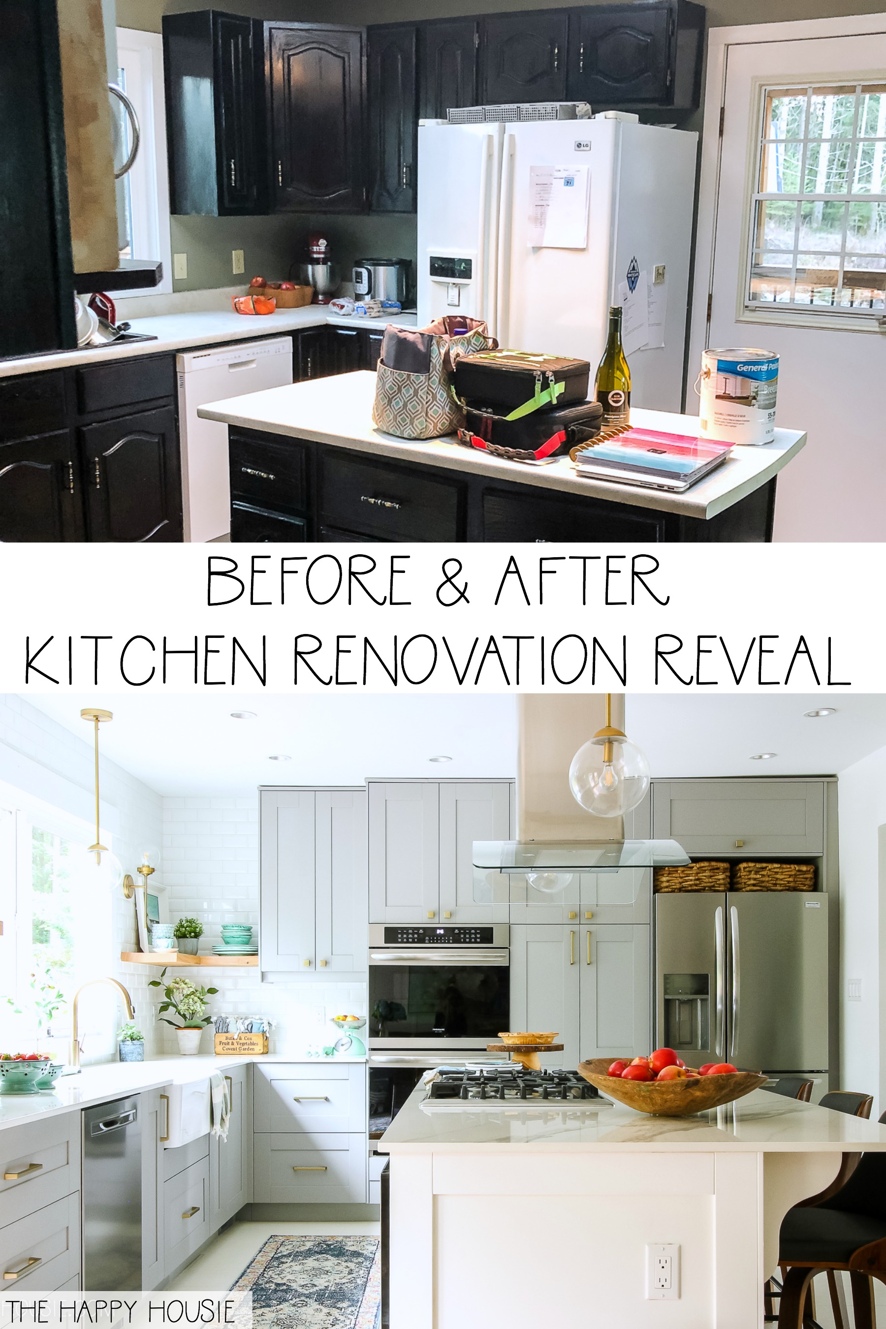 Before and After Kitchen Renovation Reveal poster.