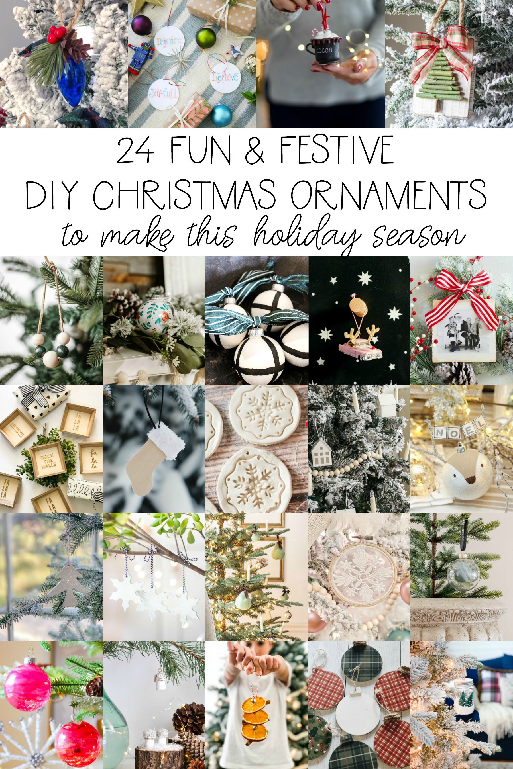 24 Fun & Festive DIY Christmas Ornaments poster.