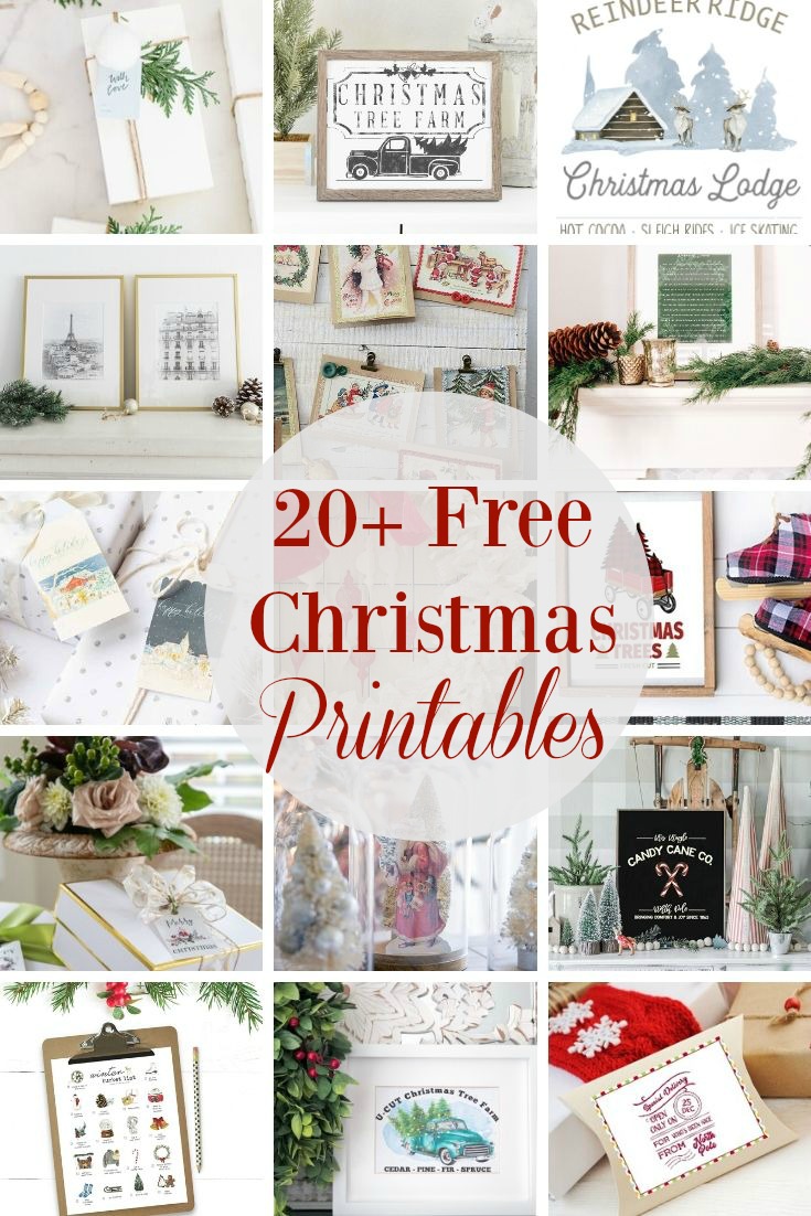 20+ Free Christmas Printables poster.