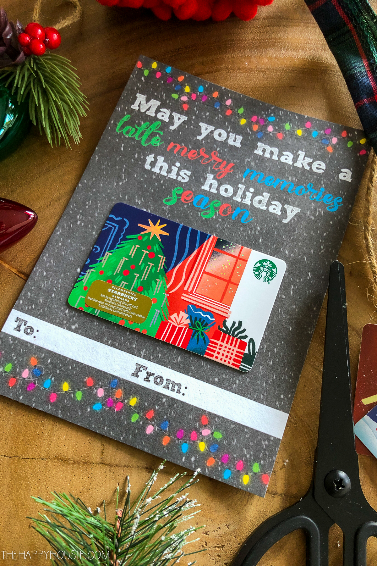 A holiday coffee gift card.