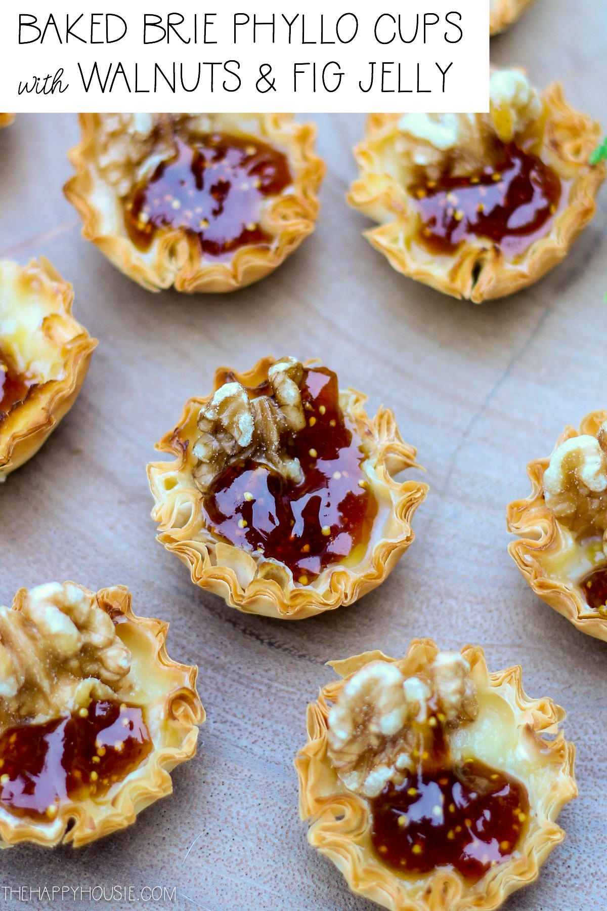 Baked brie phyllo cups graphic.