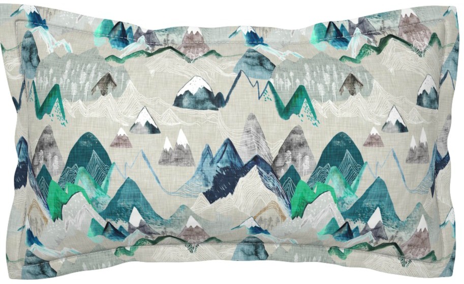 Mountain inspired sham for the pillow.