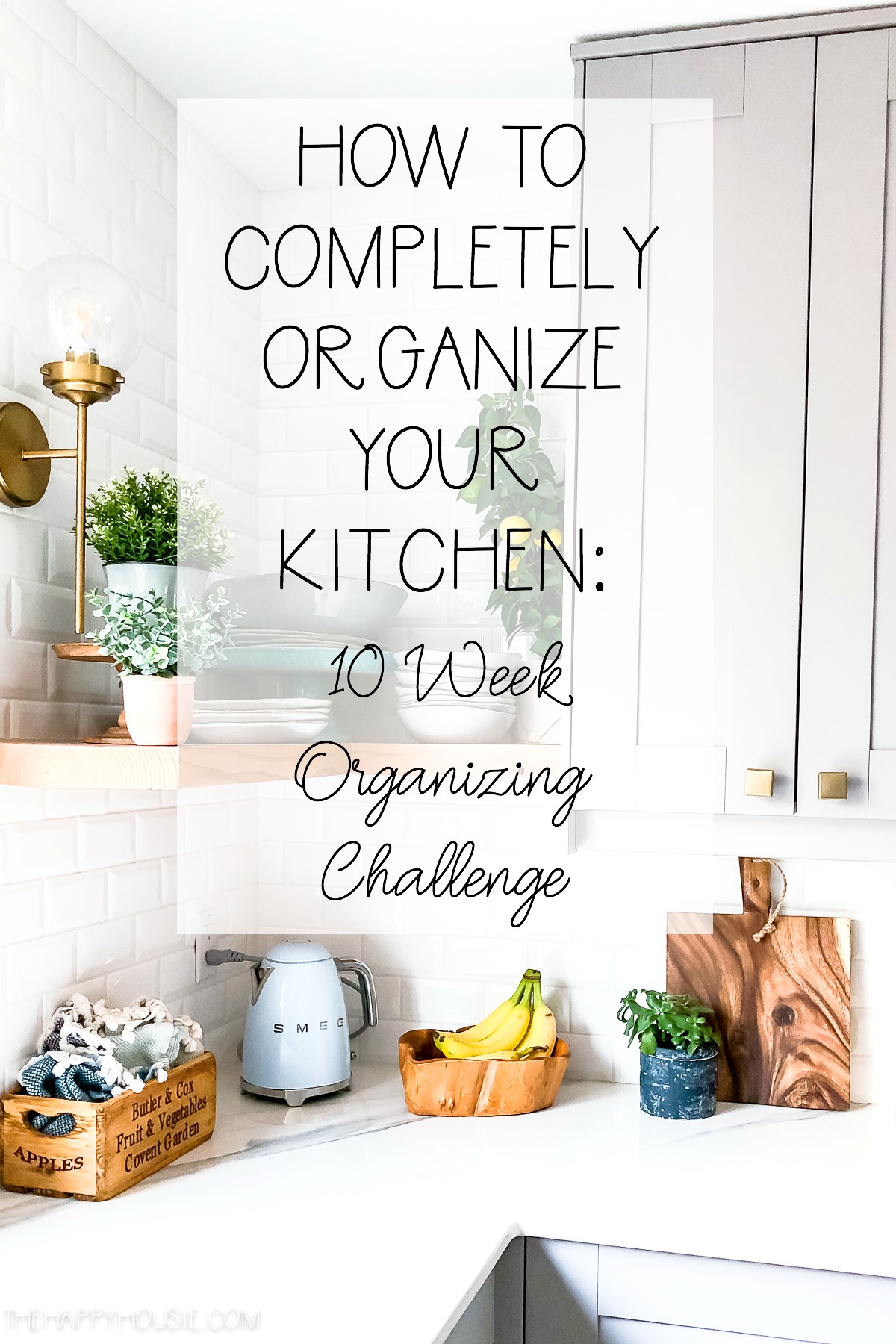 How To Completely Organize Your Kitchen 10 Week Organizing Challenge poster.