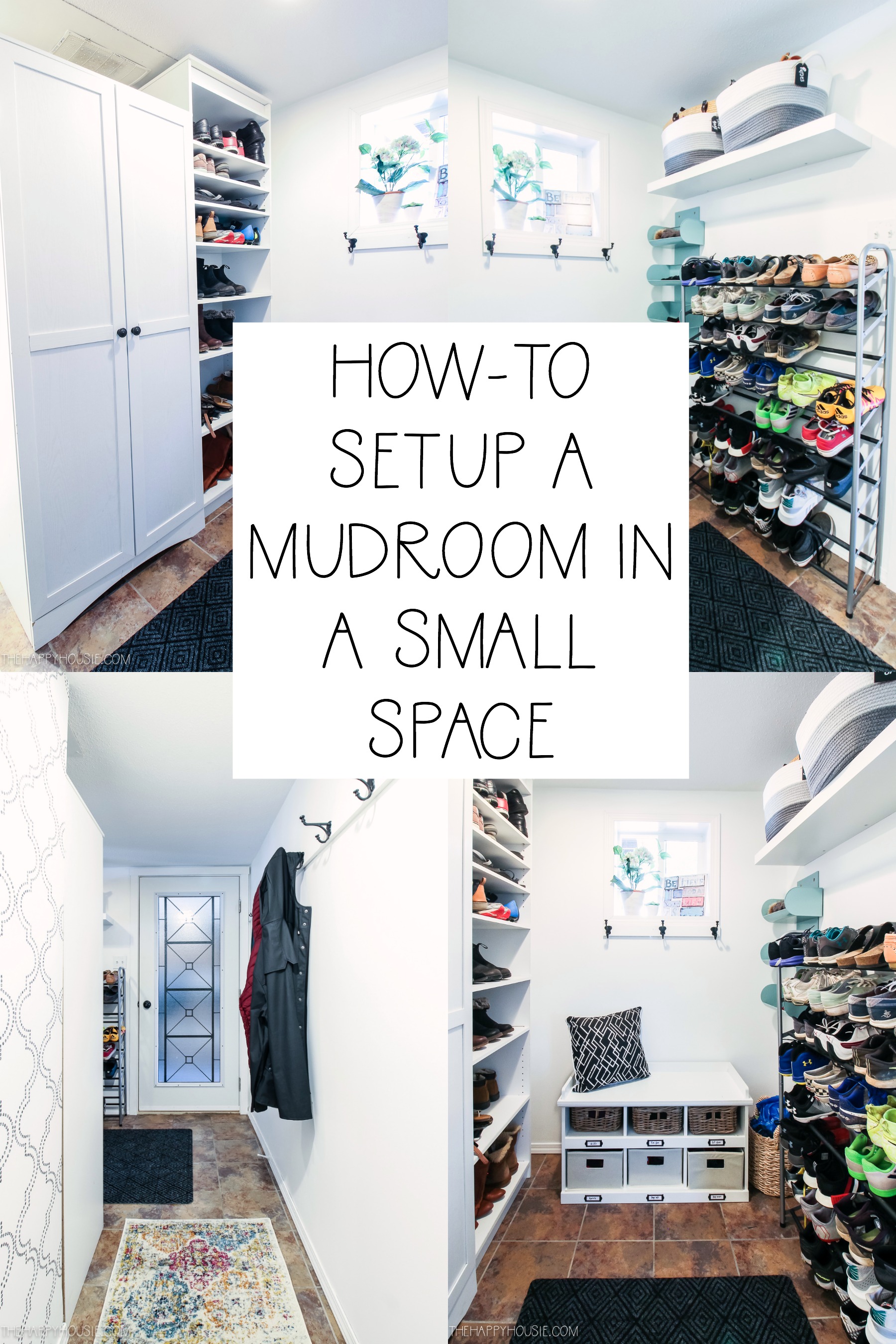 How to setup a mudroom in a small space poster.