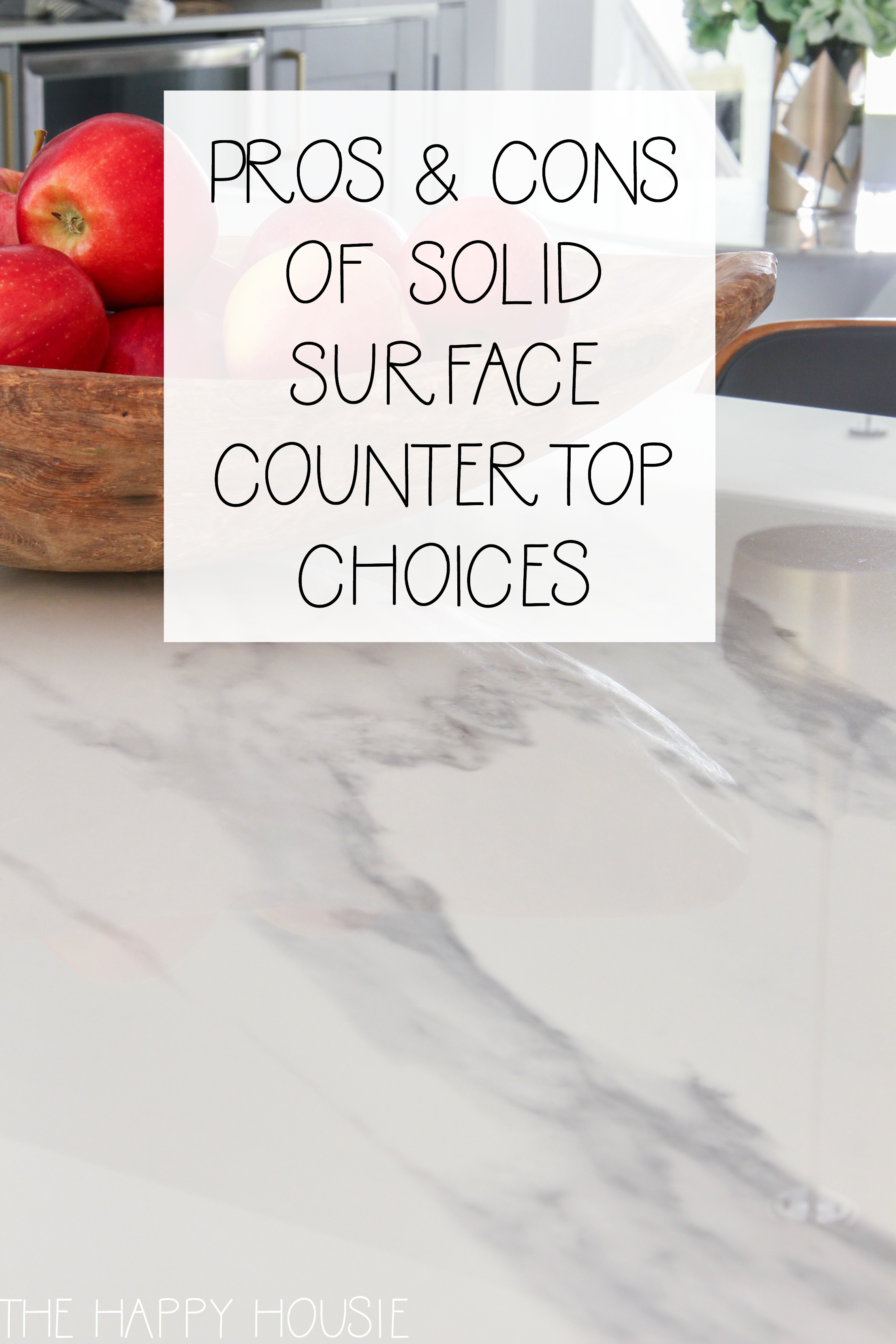 Pros and cons of solid surface counter top choices.