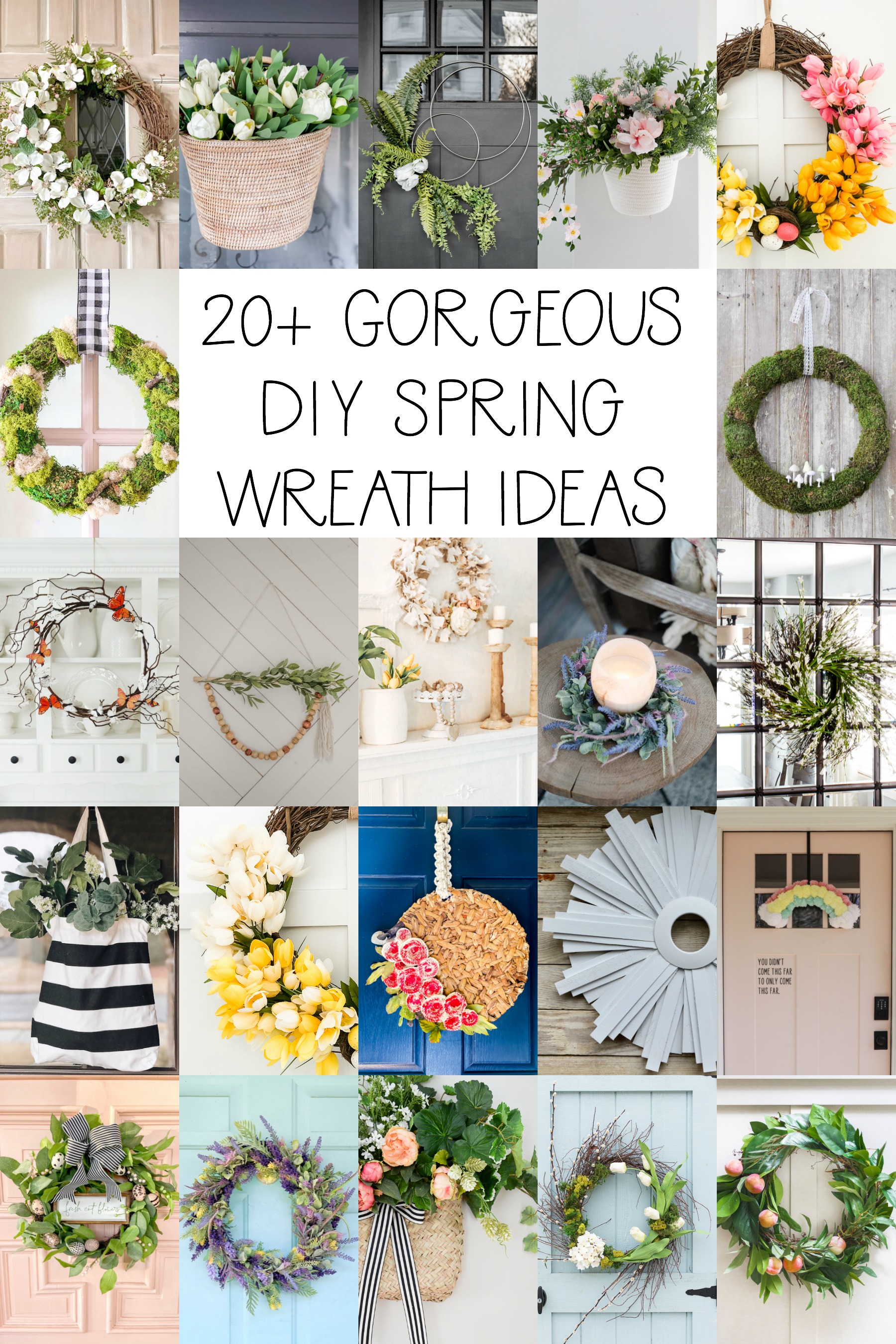 20+ Gorgeous DIY Spring Wreath Ideas poster.
