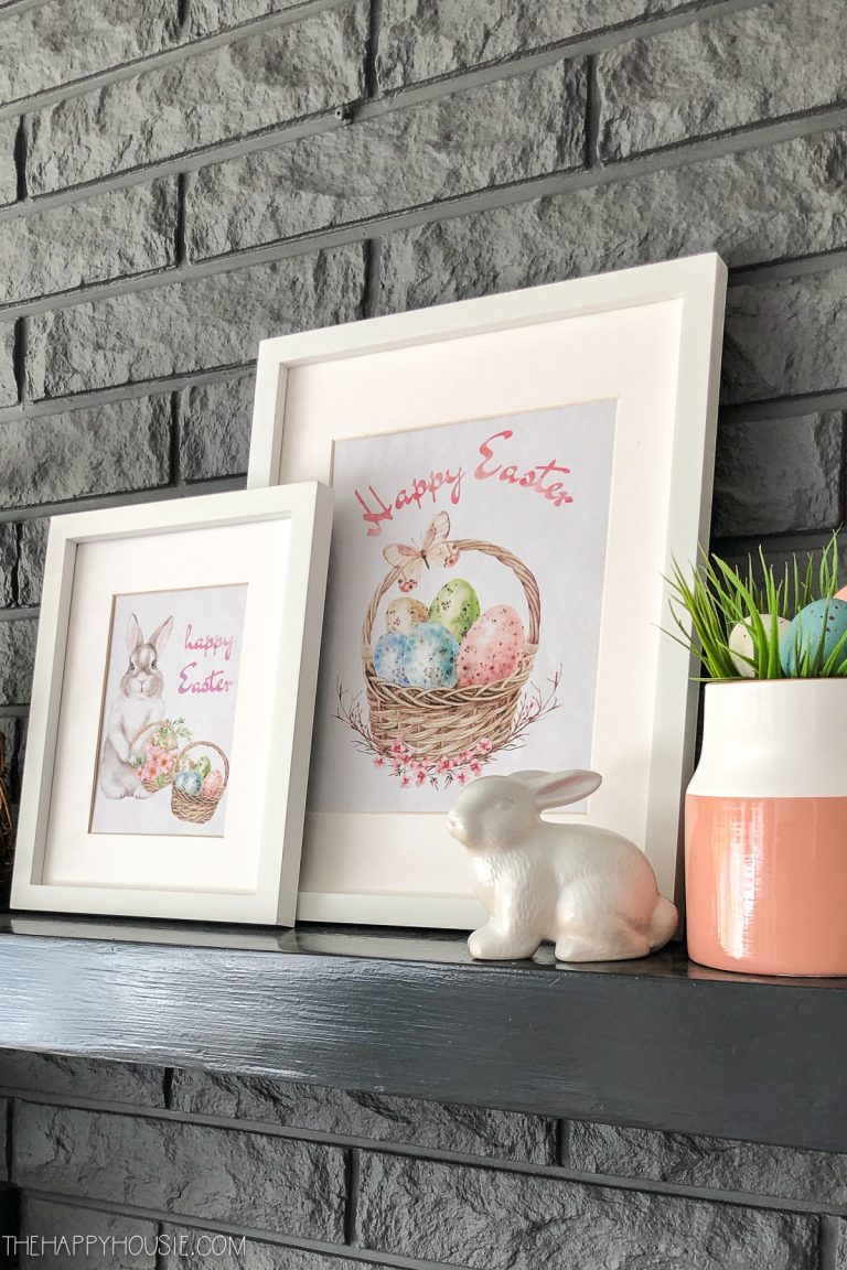 Simple Easter Mantel Decor with Free Printable Easter Art