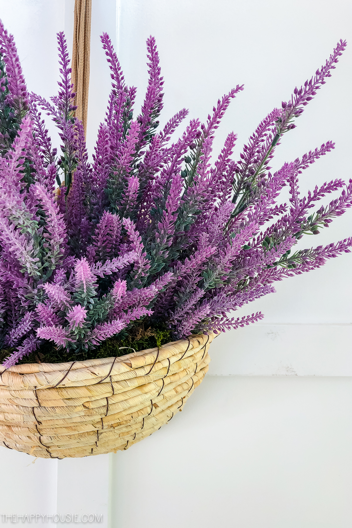 Beautiful purple lavender in the basket from the dollar store.