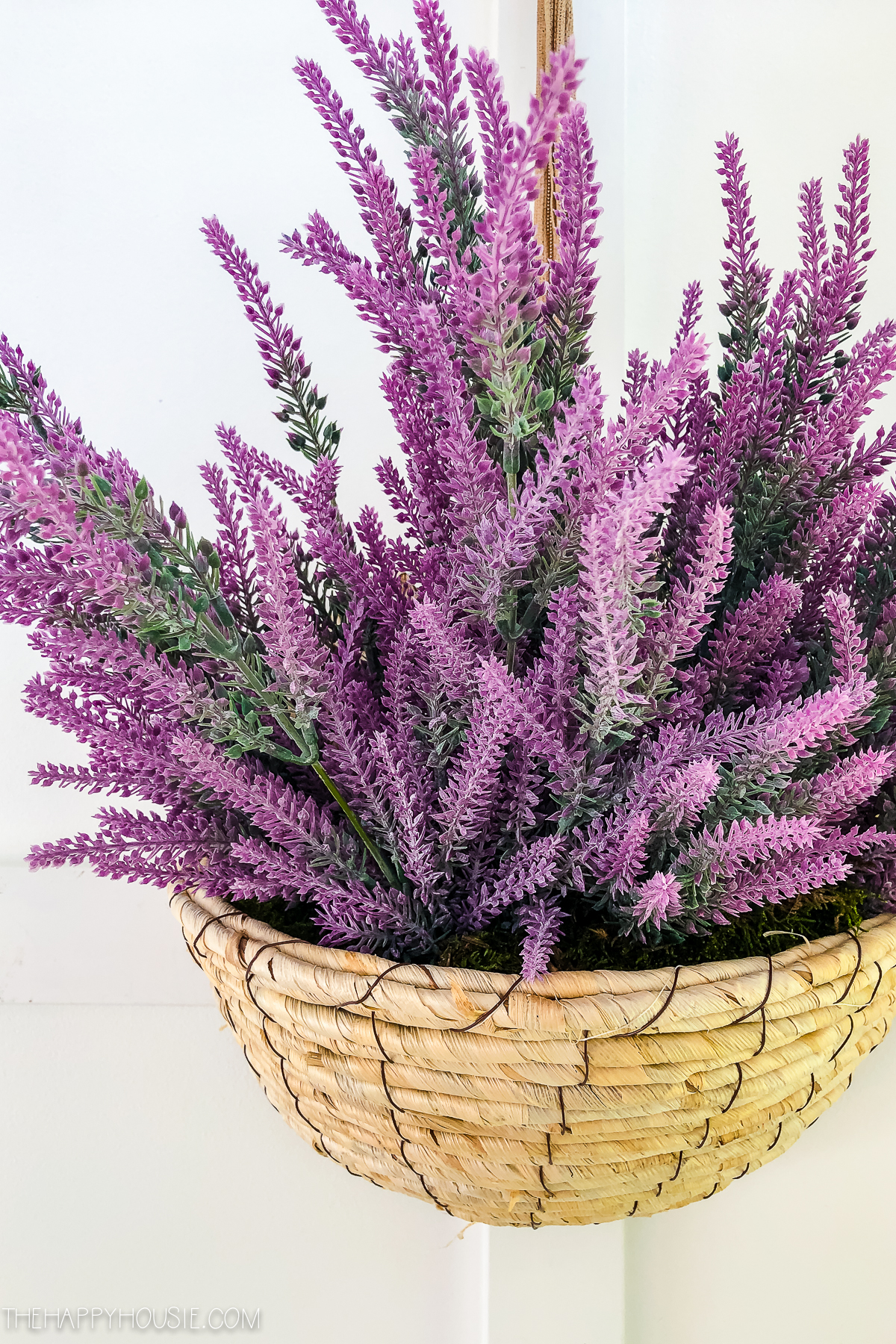 A basket filled with lavender.