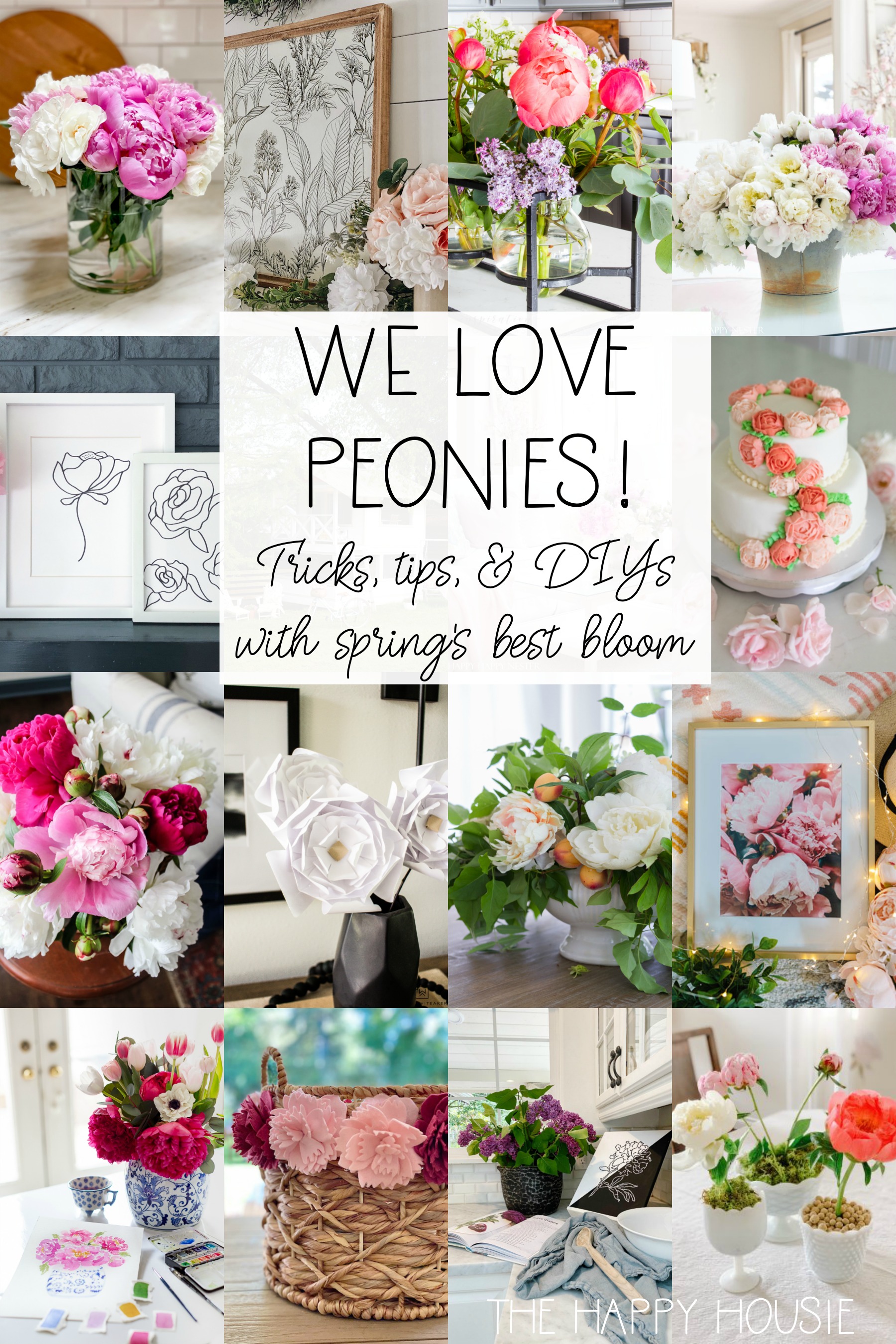 We love peonies graphic poster.