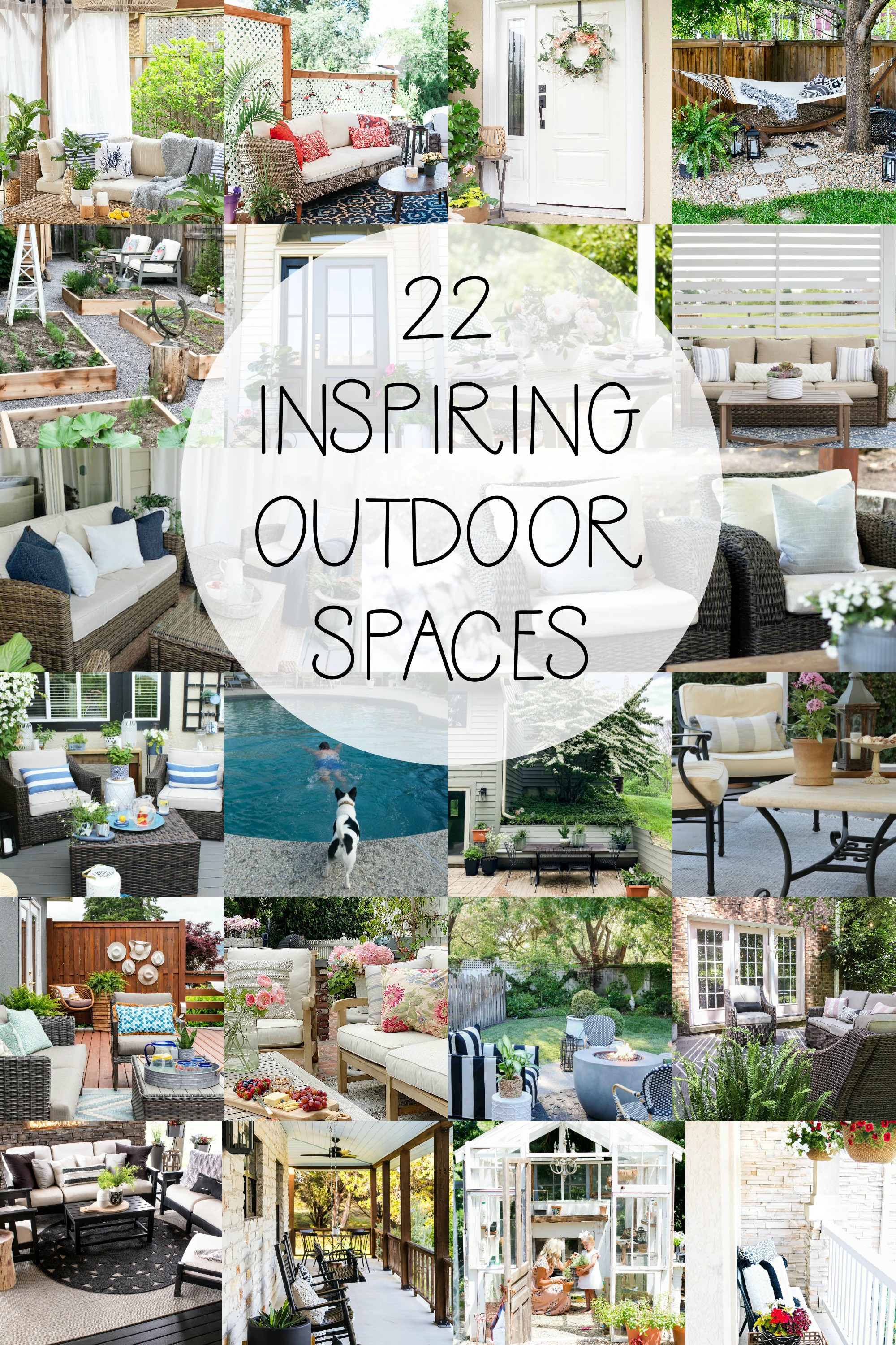 22 Inspiring Outdoor Spaces poster.