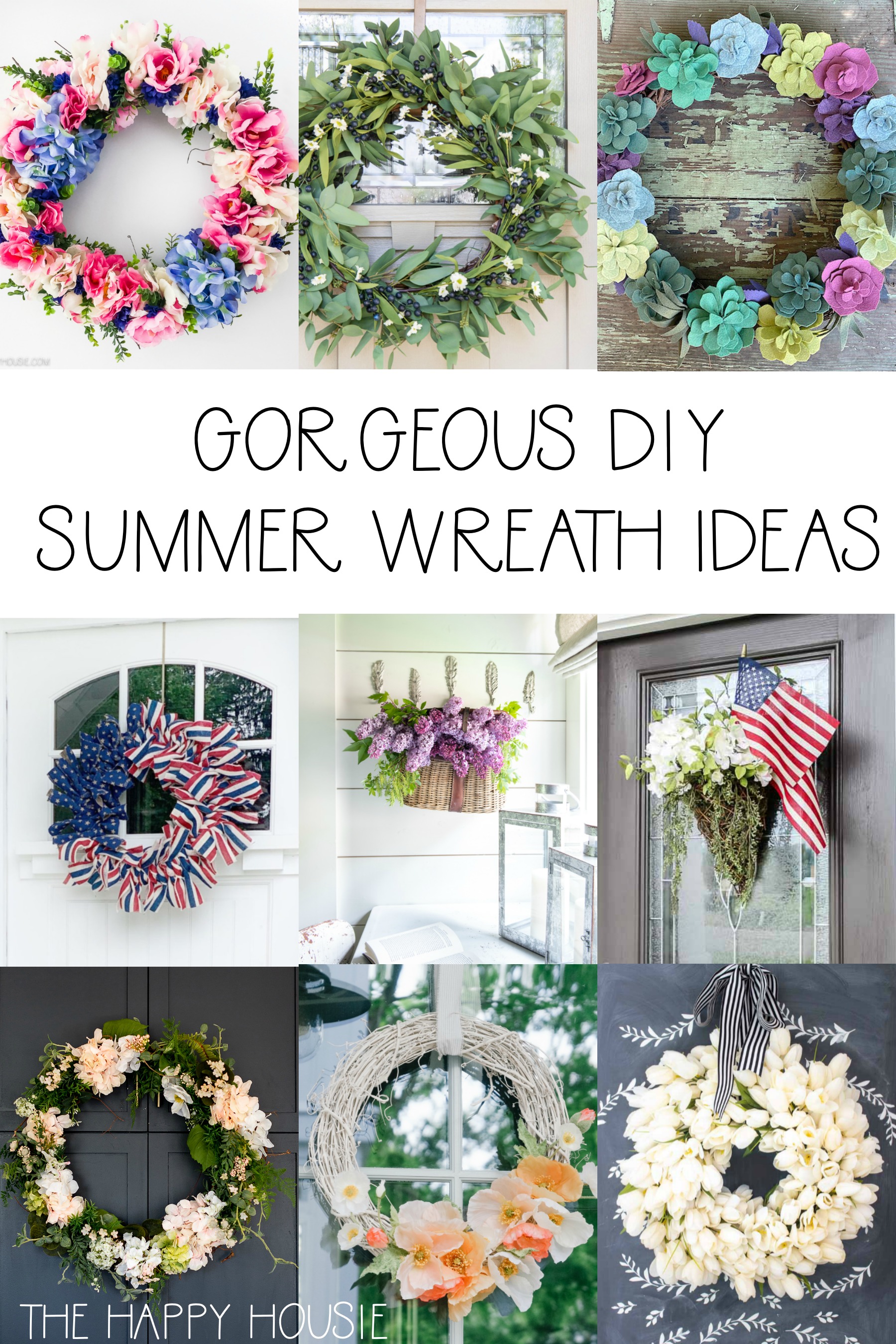 Gorgeous DIY Summer Wreath Ideas poster.