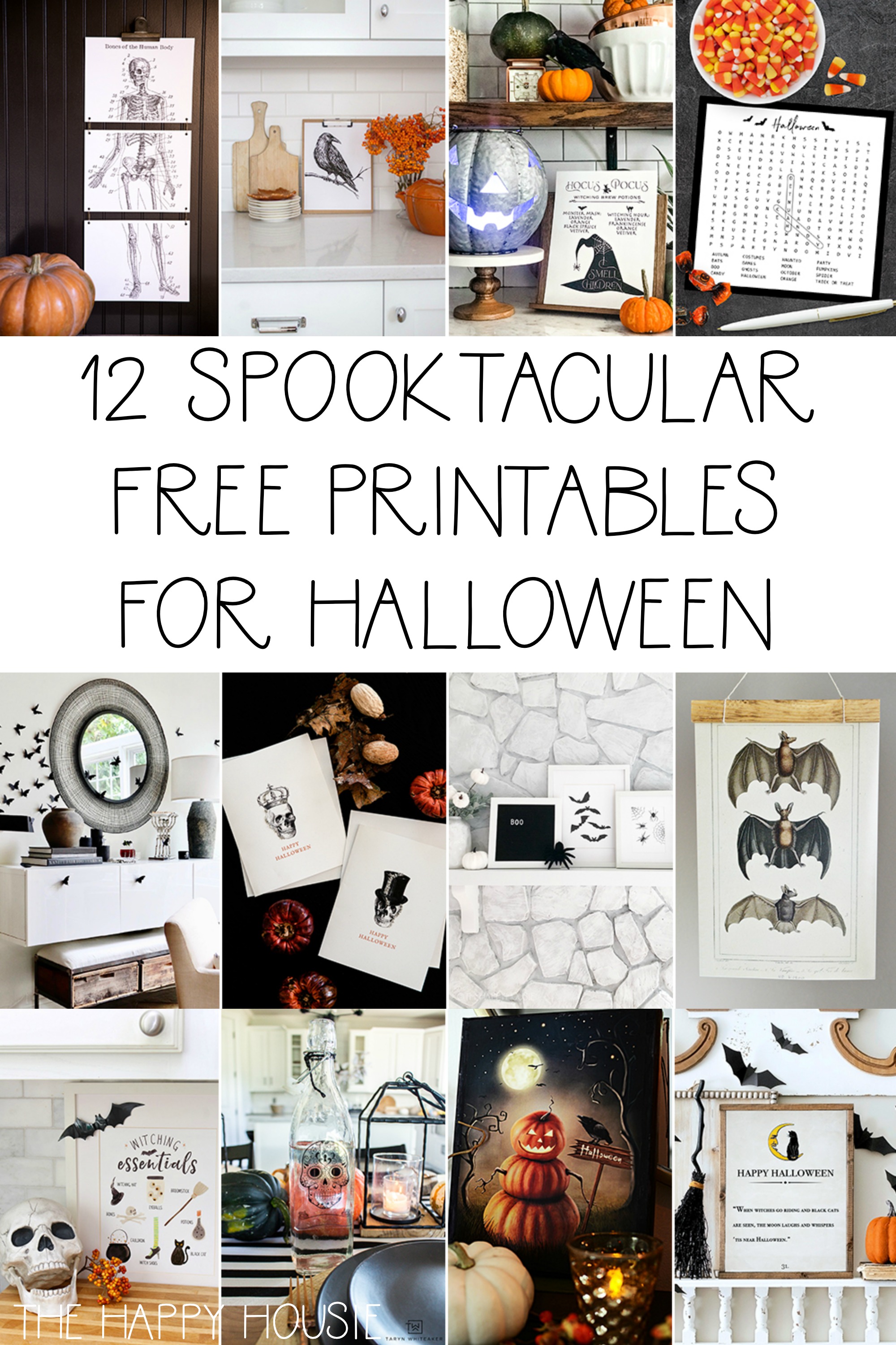 12 Spooktacular Free Printables For Halloween poster.