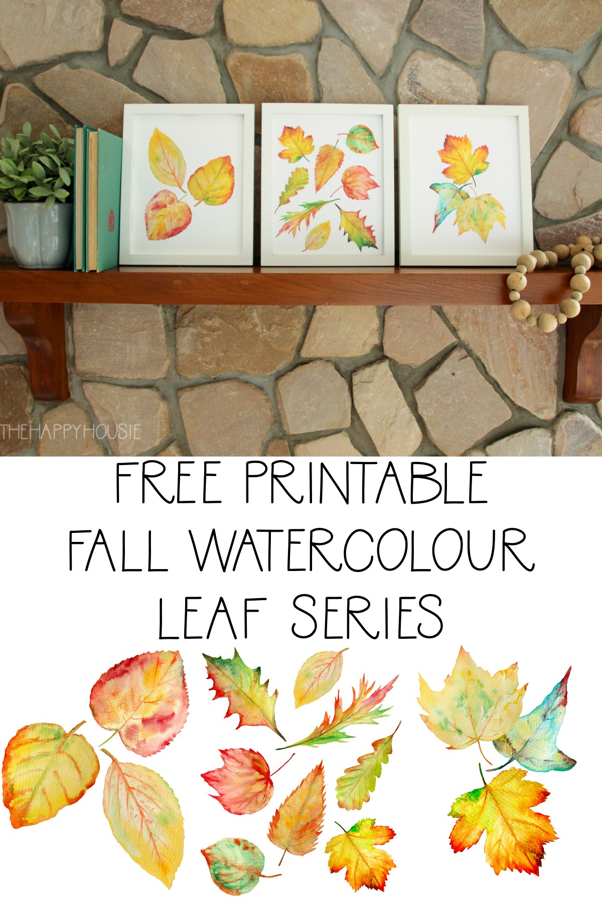 Free Printable Fall Watercolour Leaf Series poster.