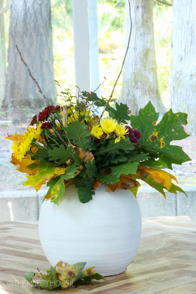 How to Upgrade a Grocery Store Fall Bouquet with Foraged Fall Greenery ...