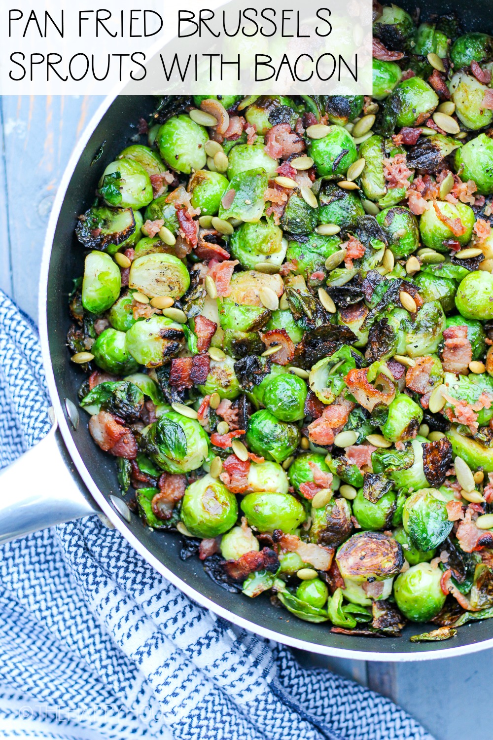 Pan Fried Brussel Sprouts With Bacon poster.