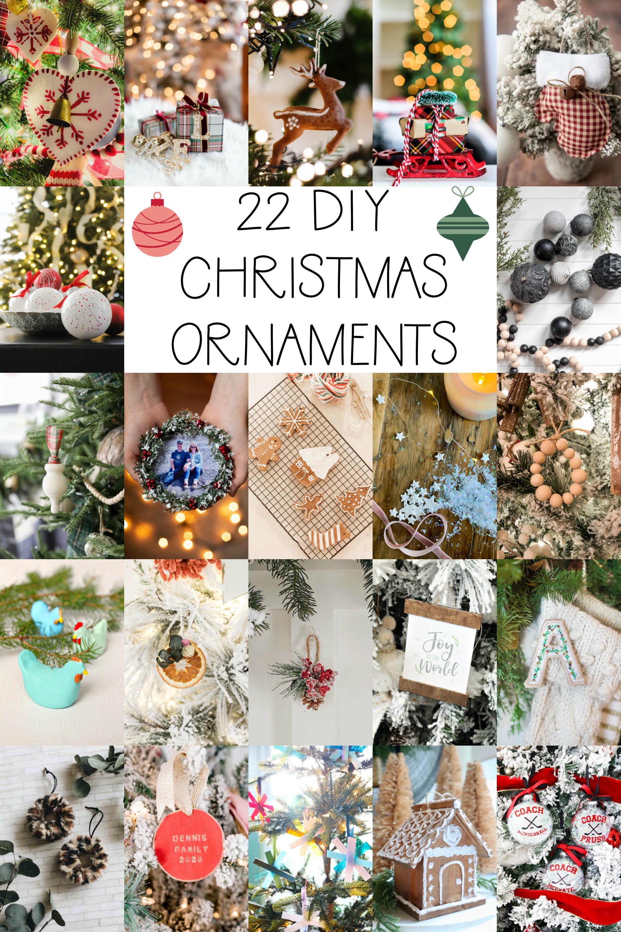 22 DIY Christmas Ornaments poster.