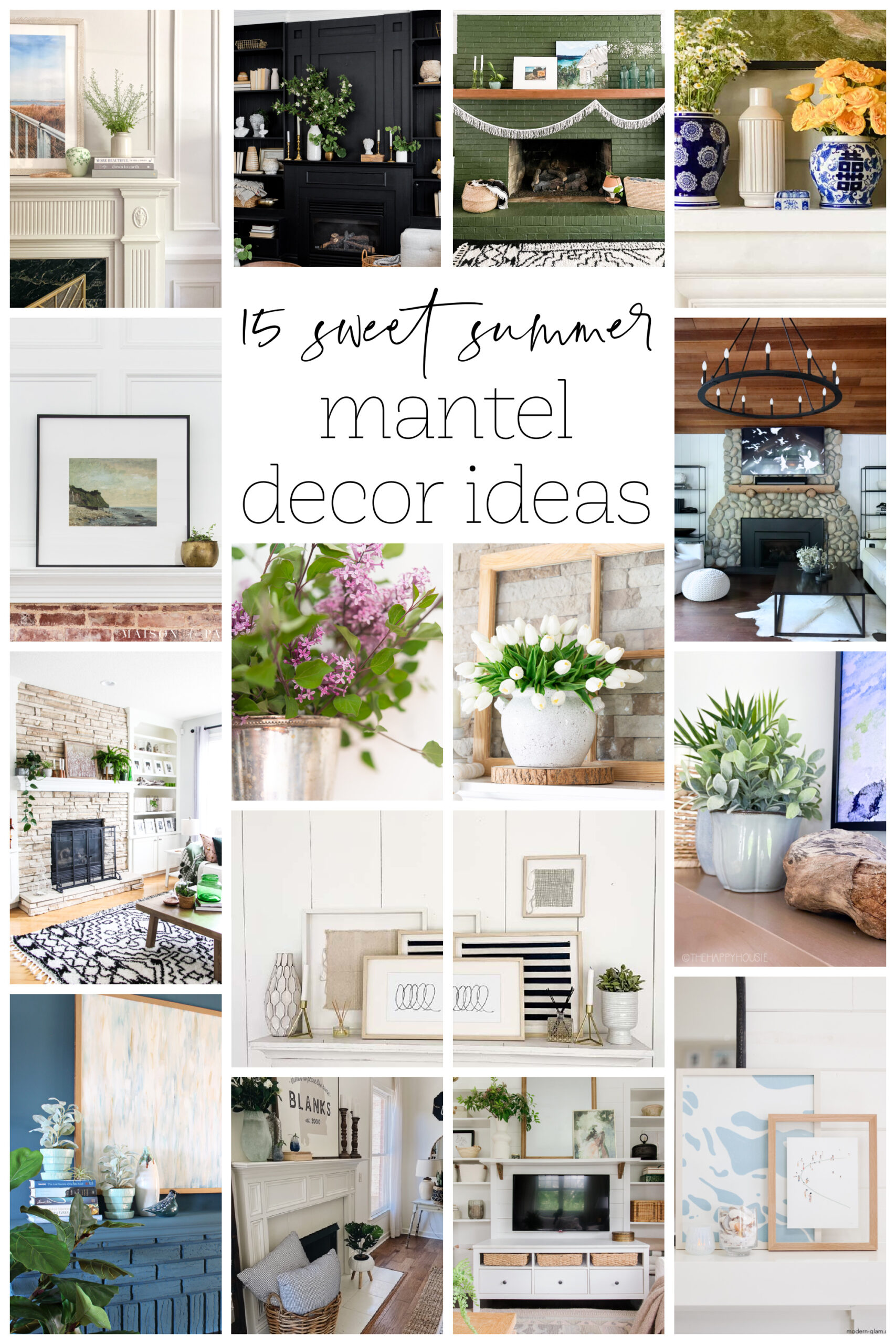 15  Sweet Summer Mantel Decor Ideas graphic.
