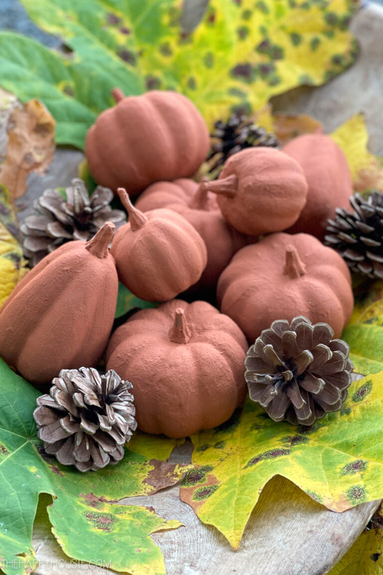 DIY Faux Clay Pumpkins with Textured Terra Cotta Paint