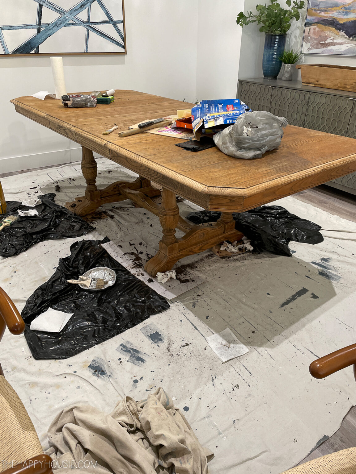 How to Strip Furniture; How to Refinish an old Dining Table | The Happy ...