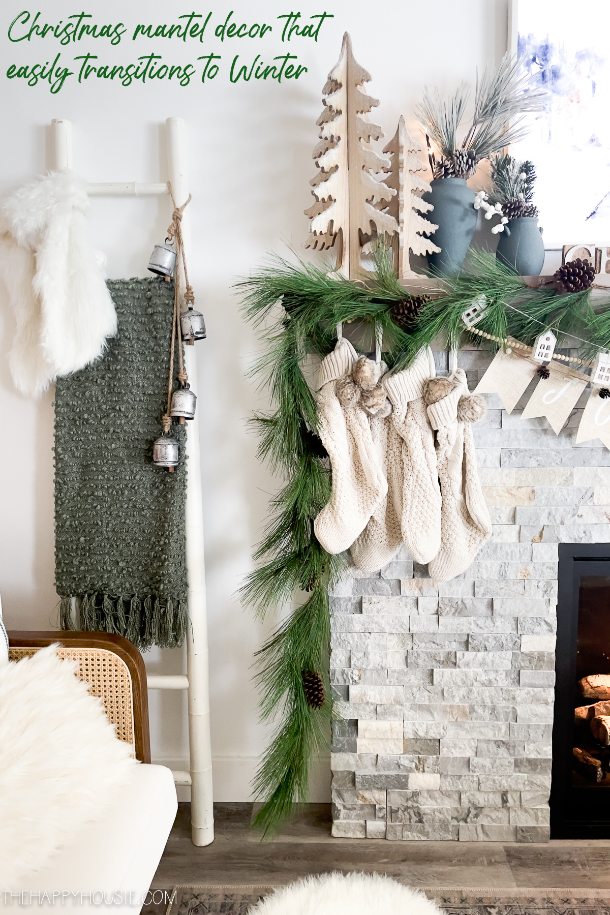 Christmas Mantel Decor graphic in green.