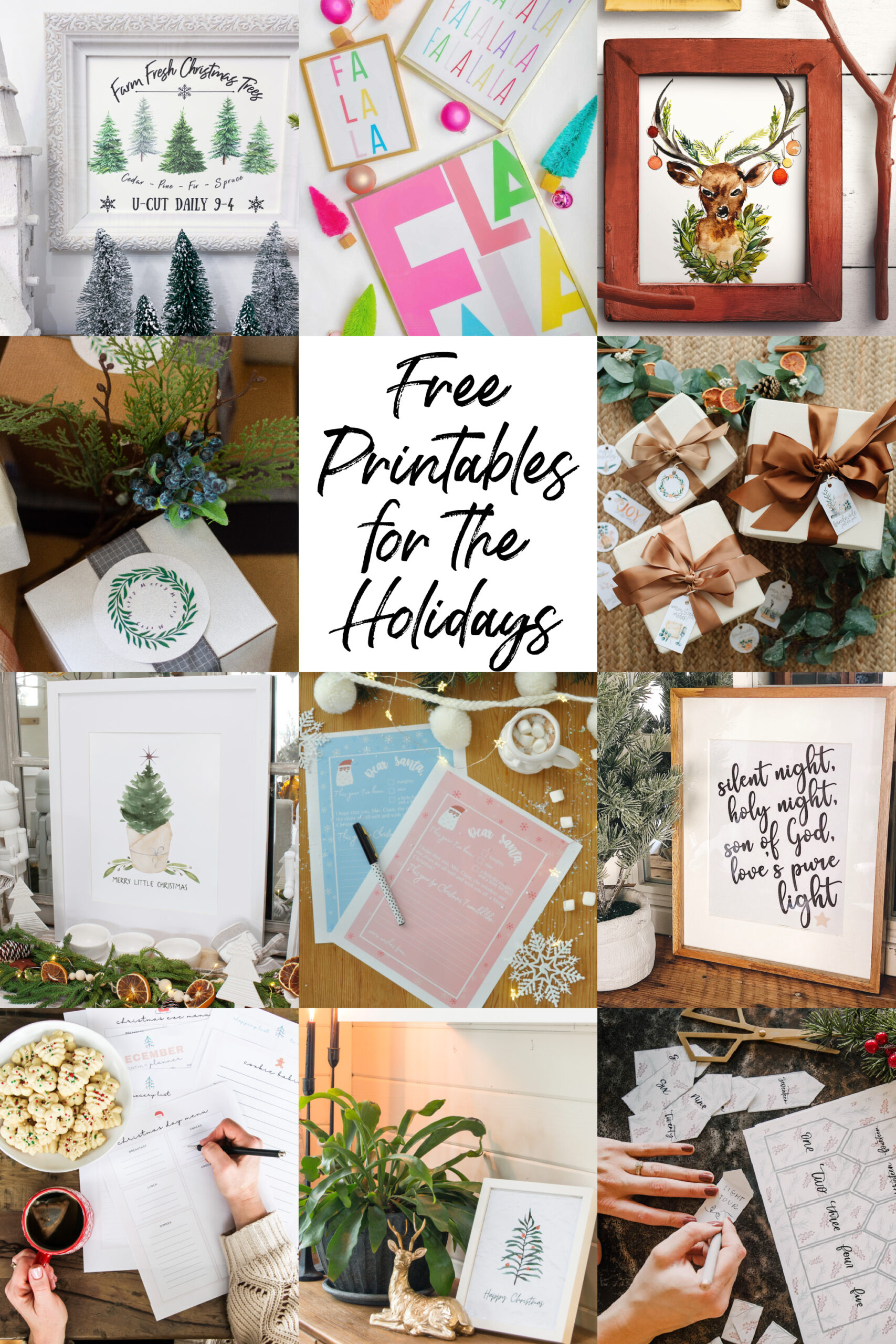 Free Printables For The Holidays poster.