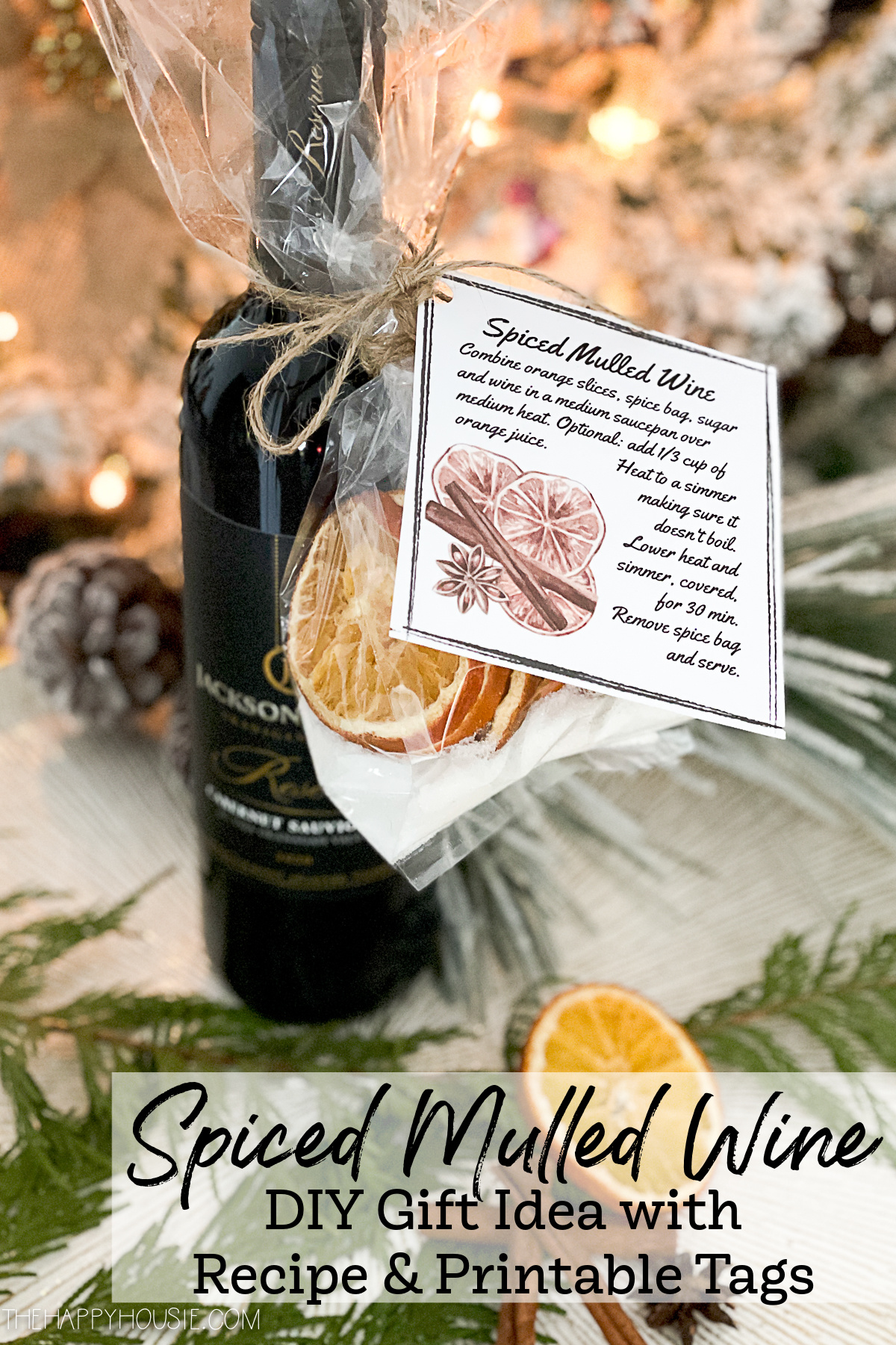 spiced mulled wine DIY gift idea with recipe and printable tags