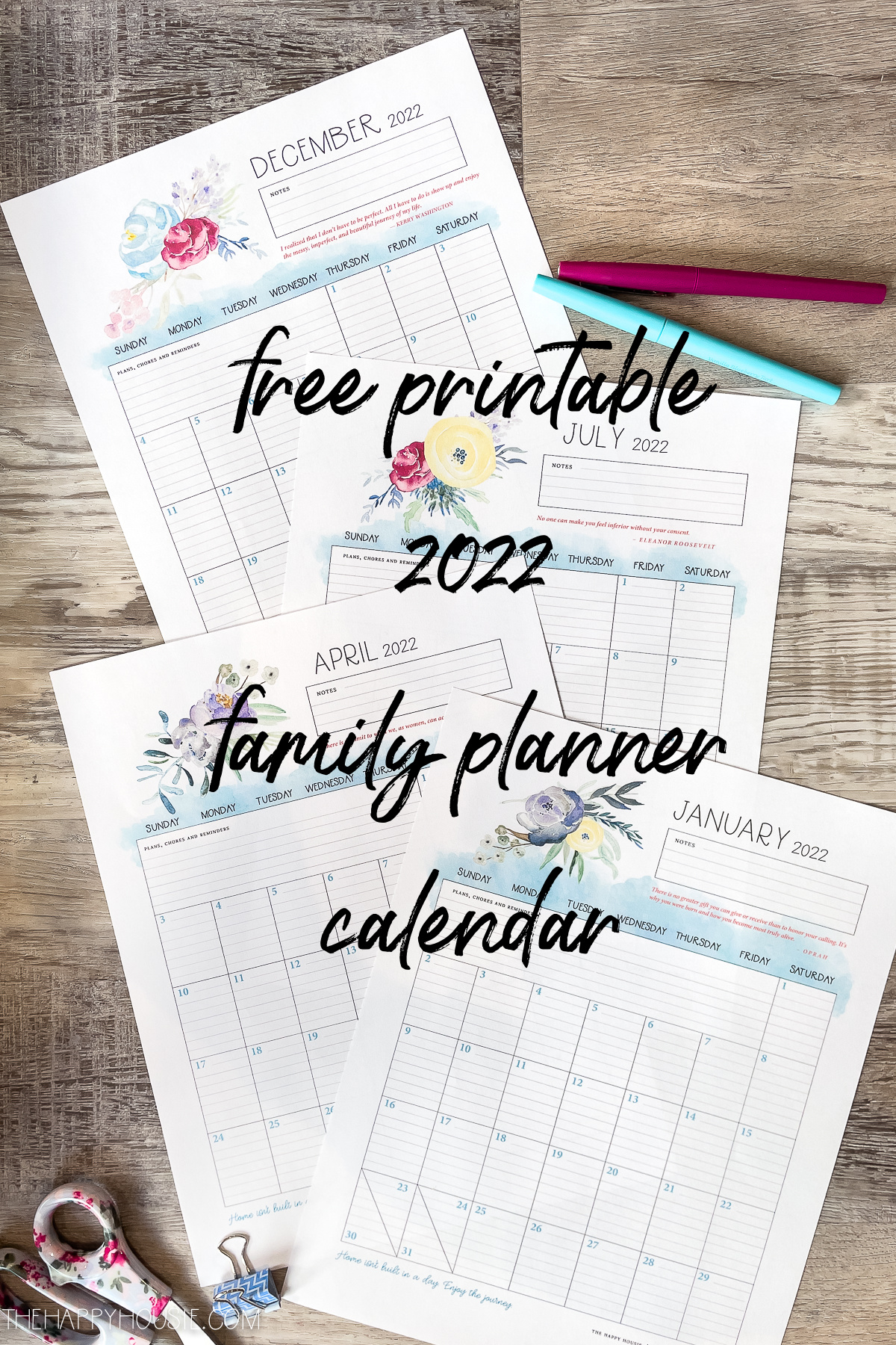 picture of the pages of a free printable family planner calendar 